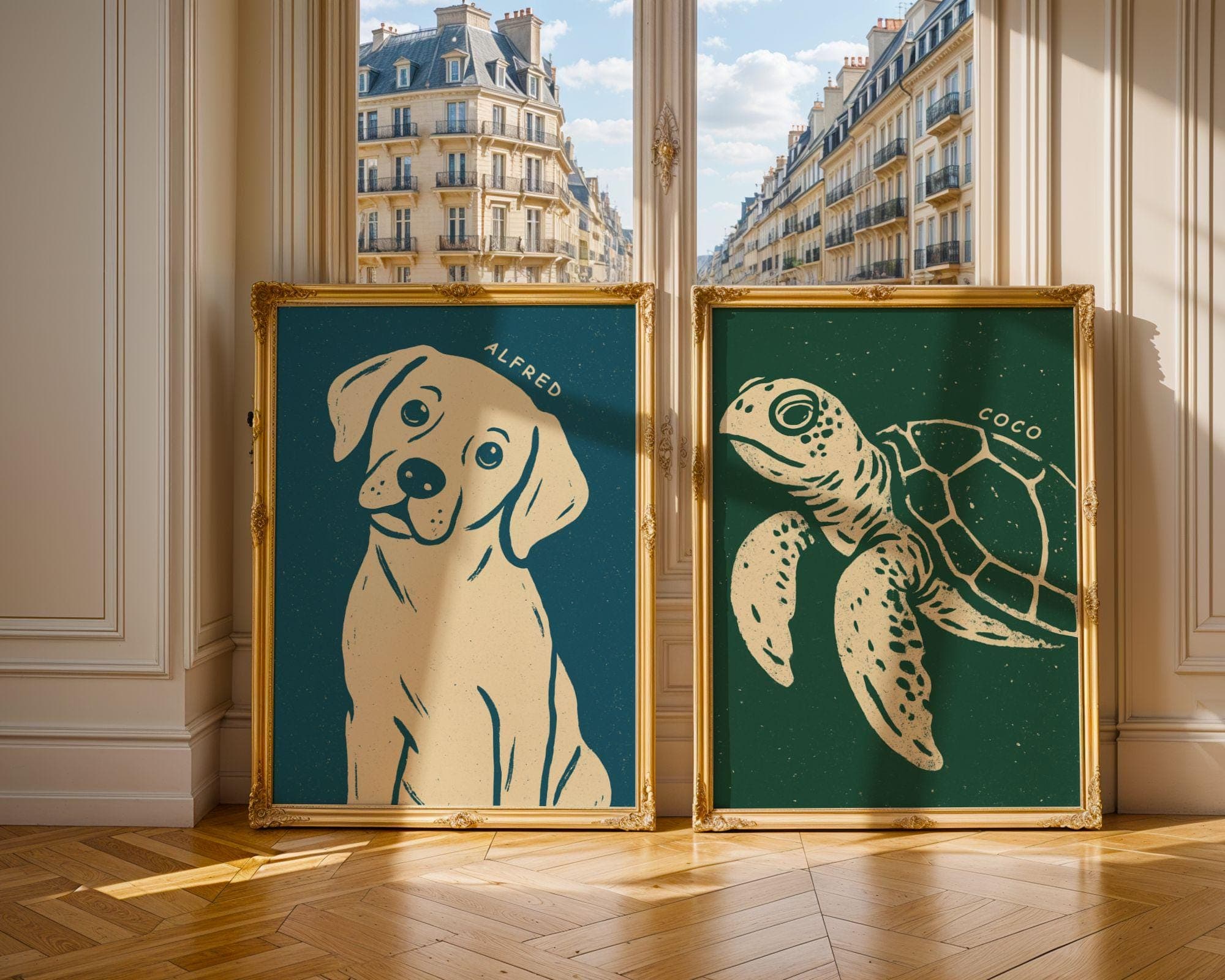 Modern Custom Dog Portrait, Cute Hand Draw Pet Portrait, Colorful Digital Badly Drawn Dog, Trendy Pet Poster for Emotional Dog Mom Gift - view 6