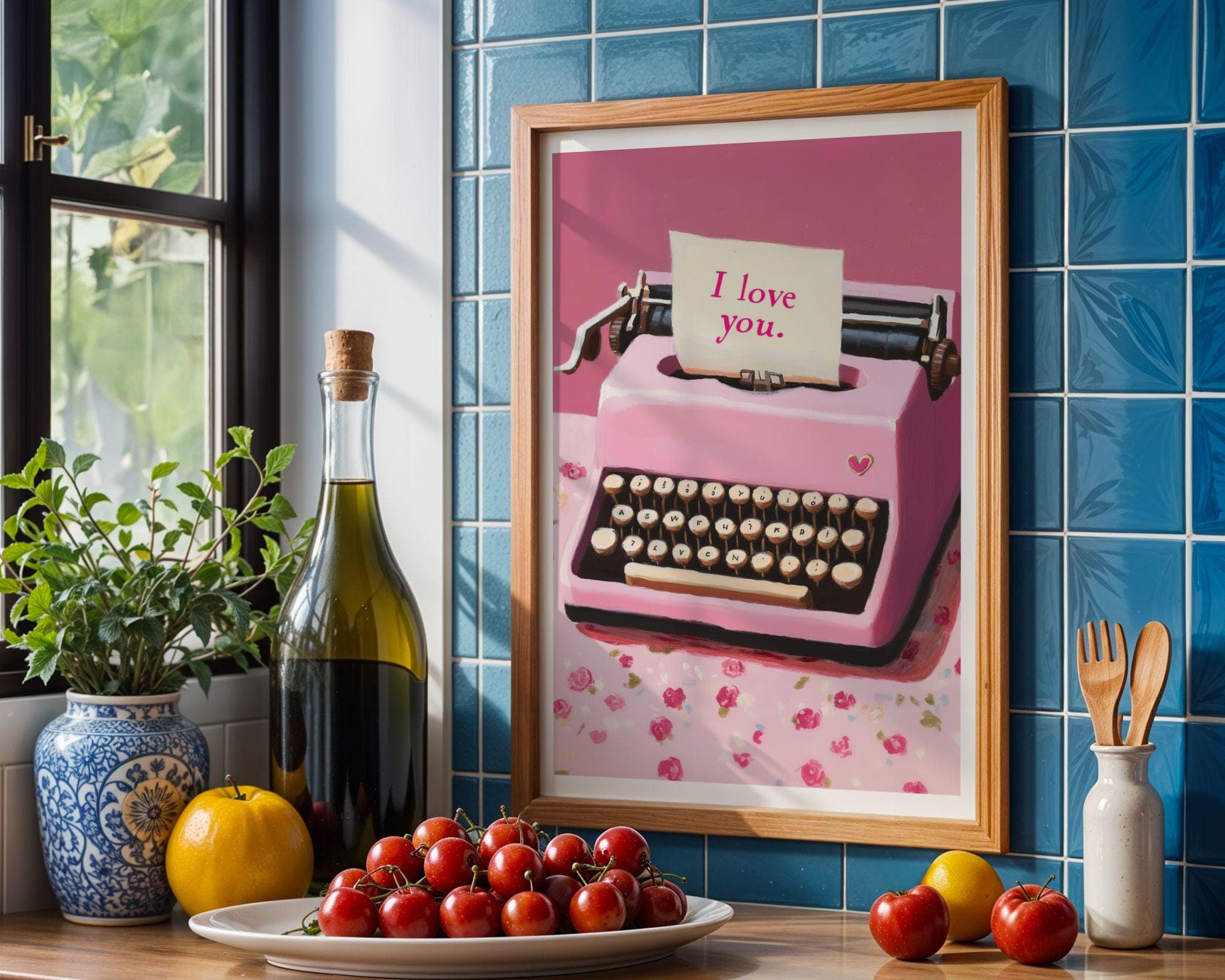Pink Typewriter Wall Art, Valentine's Day Decor, Valentine's Gift, Valentine's Day Digital Print, Pink Digital Print, I Love You Art Print - view 6