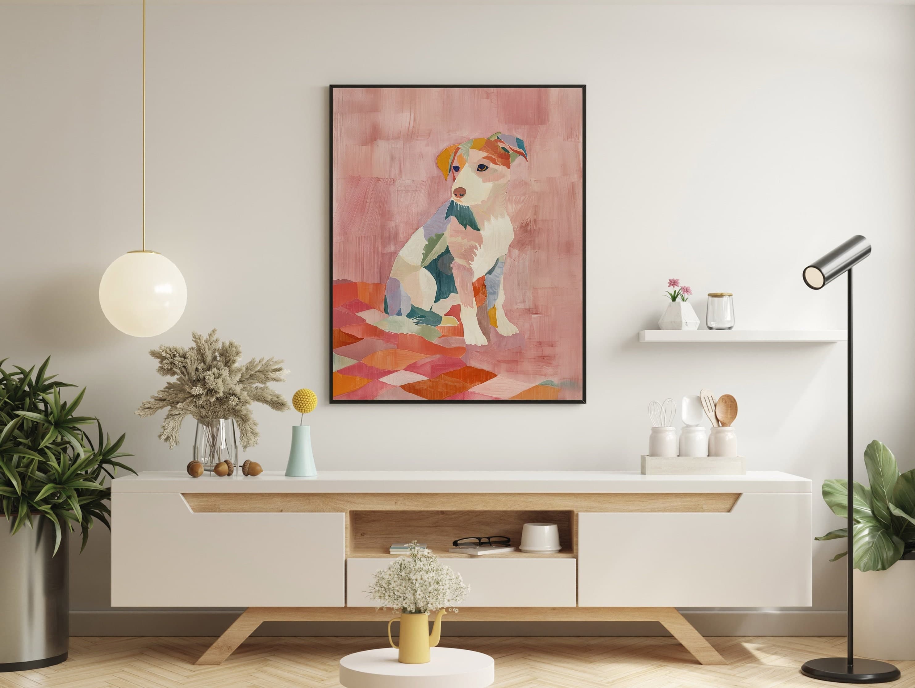 Maximalist Dog Print, Preppy Dorm Decor, Dopamine Decor,Wall Art Trendy, Colorful Animal Print, Aesthetic Apartment Decor, Printable Dog Art - view 2
