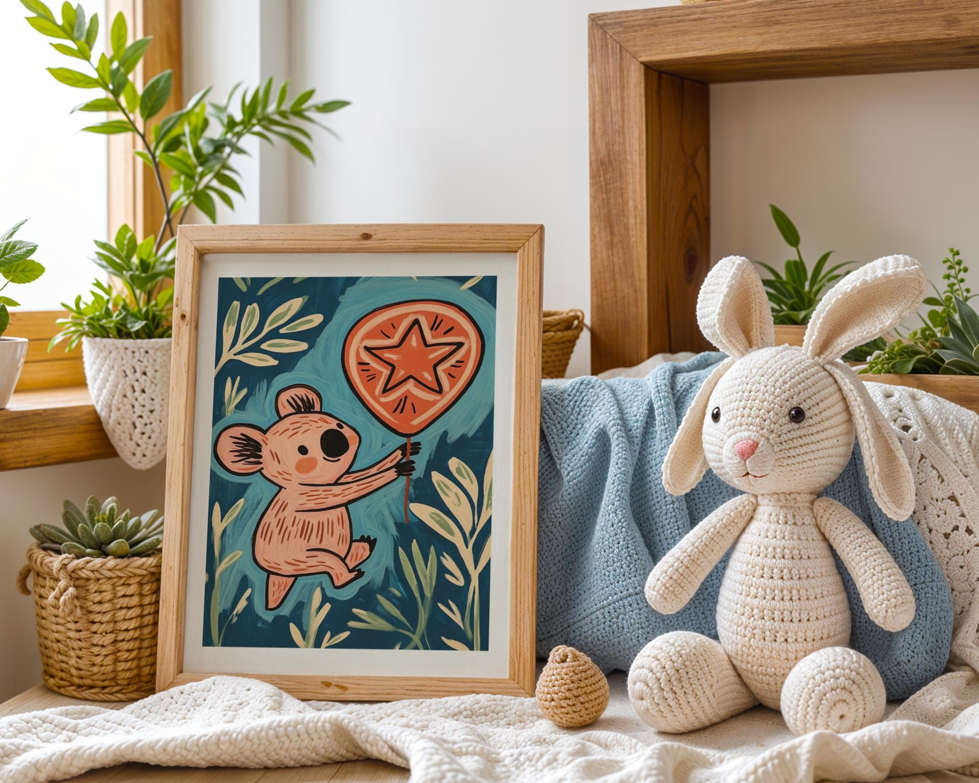 Koala Wall Art, Kids’ Room Decor, Koala Nursery Print, Colorful Wall Art for Kids, Woodland Nursery Print, Digital Download, Koala Poster - view 6