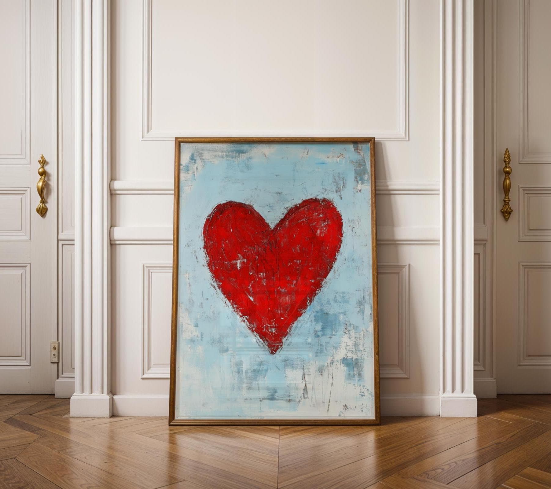 Valentines Day Red Heart Print, Valentines Wall Art, Vintage Valentines Day Decor, Romantic Wall Art Valentines Day, Gift For Her Art