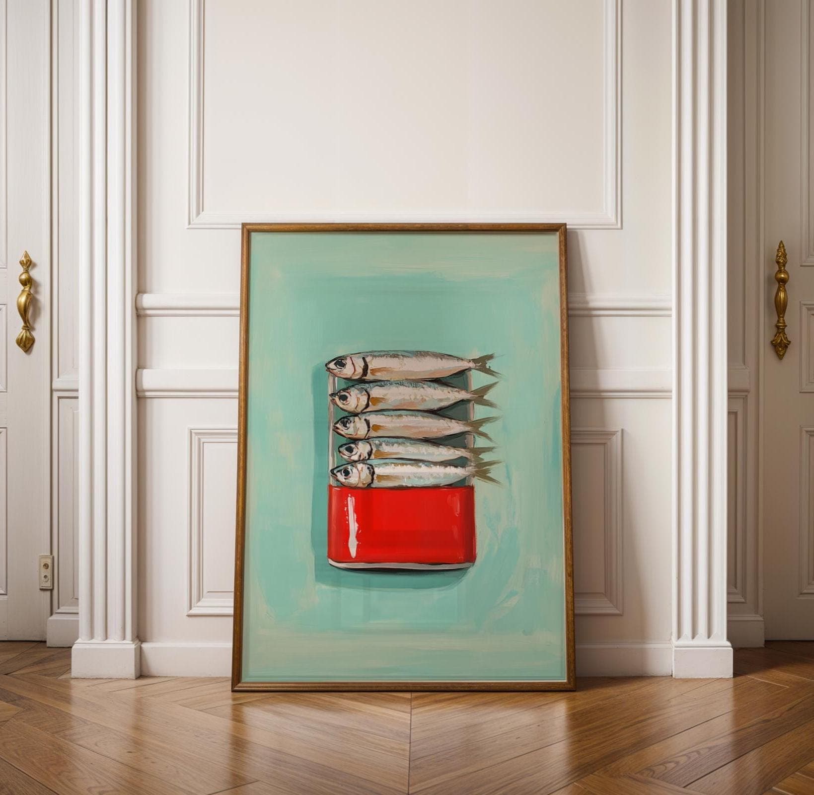 Sardines Painting, Sardine Print, Vintage Fish Wall Art, Vintage Sardine Tin Poster, Seafood Kitchen Print, Nautical Wall Art, Printable Art