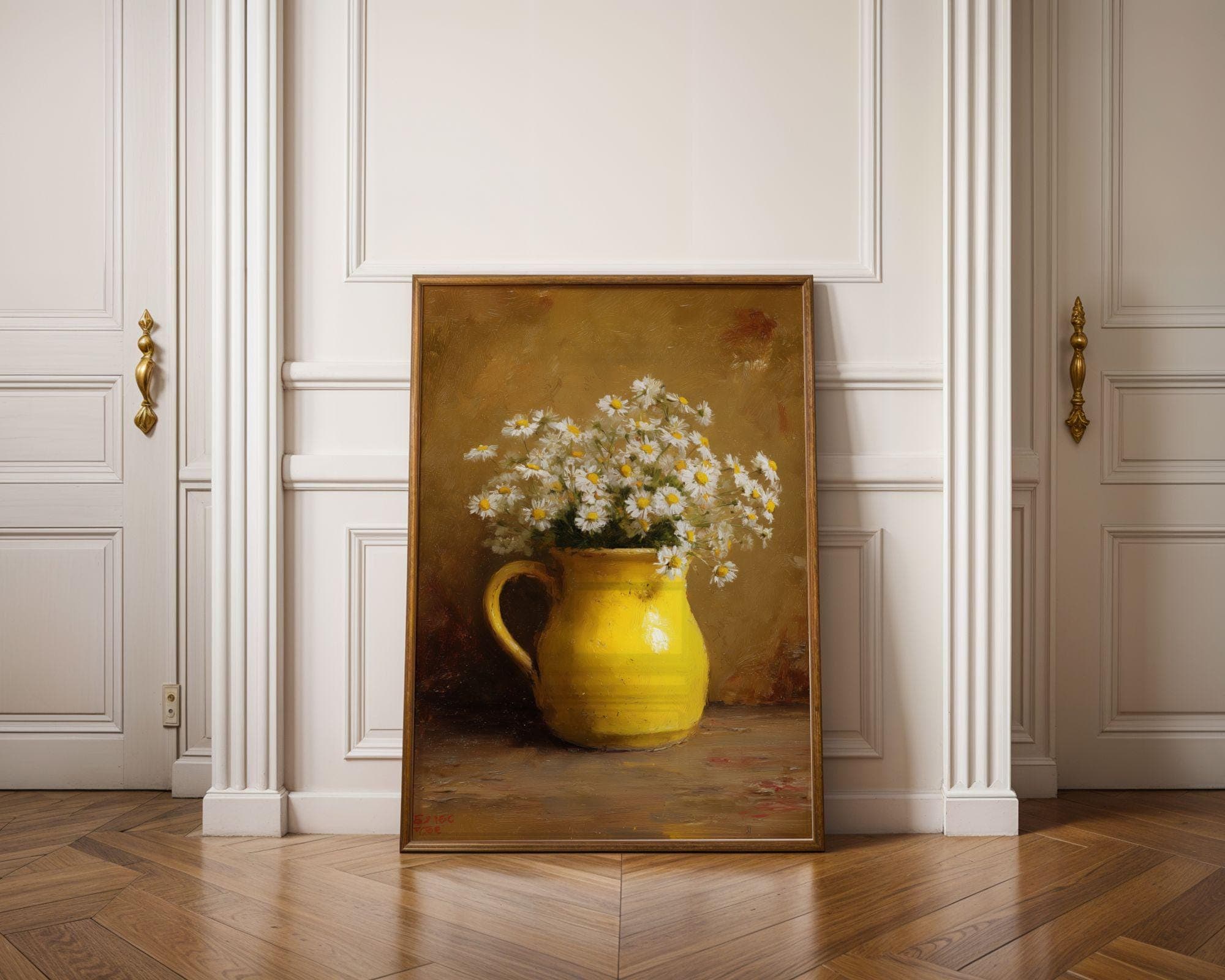 Vintage Floral Wall Art – Daisy Bouquet Rustic Print, Cottagecore Daisies, Daisy Bouquet Wall Art, Rustic Floral Wall Art, Botanical Art - view 2