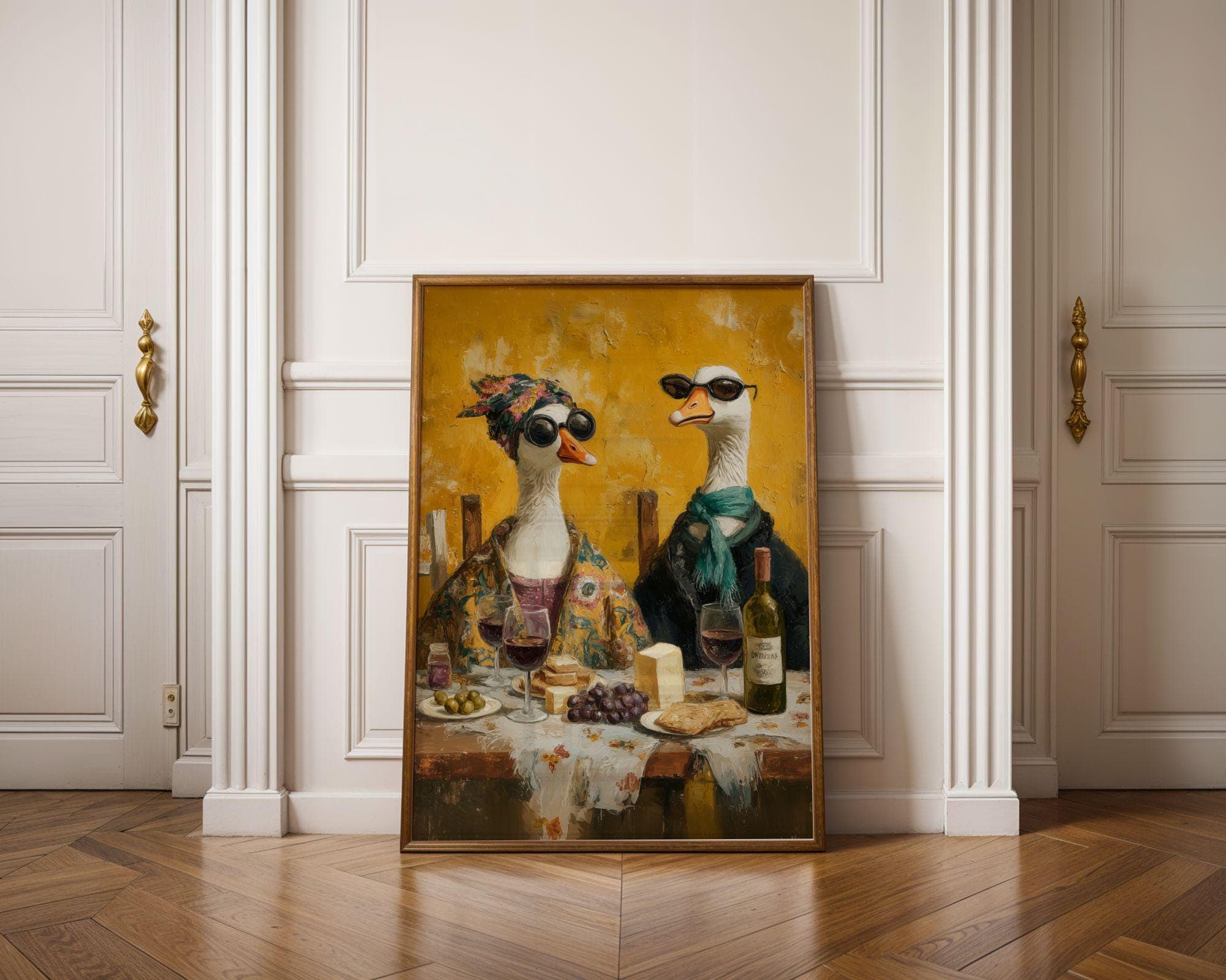 Funny Duck Wall Art, Funny Goose Art, Quirky Wall Art for Kitchen, Funny Kitchen Art, Wine Lover Wall Art, Silly Goose Wall Print, Digital