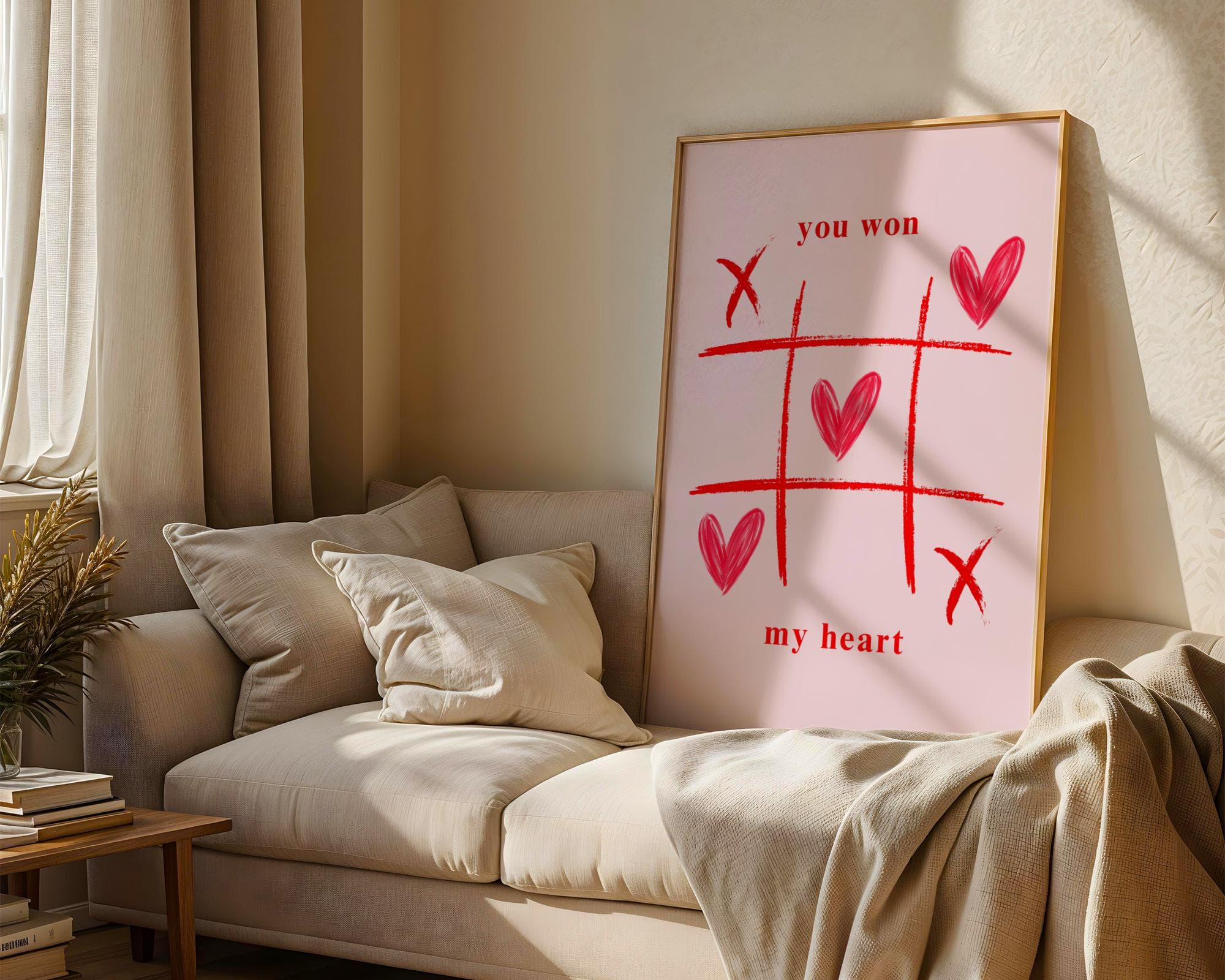 You Won My Heart Wall Art, Unique Gift for Lovers, Aesthetic Decor, Trendy Wall Art, Valentines Day Wall Art, Valentines Day Gift Idea - view 3