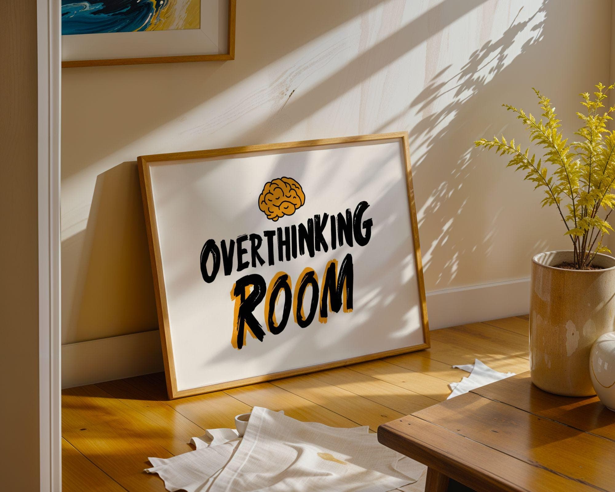 Overthinking Room Print, Funny Typography Wall Poster, Minimal Quote Print, Funny Office Poster, Overthinkers Poster, Funny Room Sign - view 2