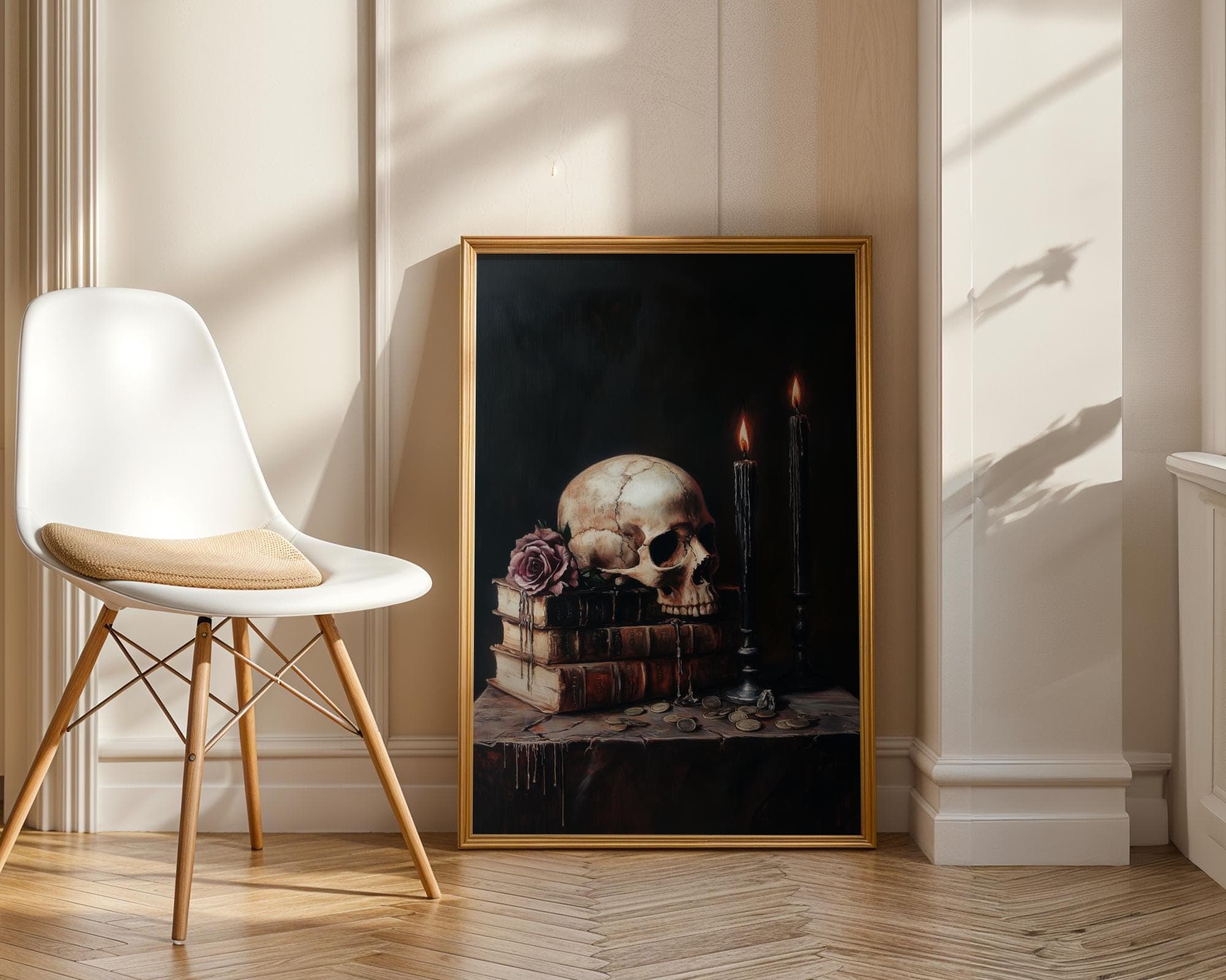 Dark Academia Skull Print, Witchcore Rose Painting (Digital Download) - view 3