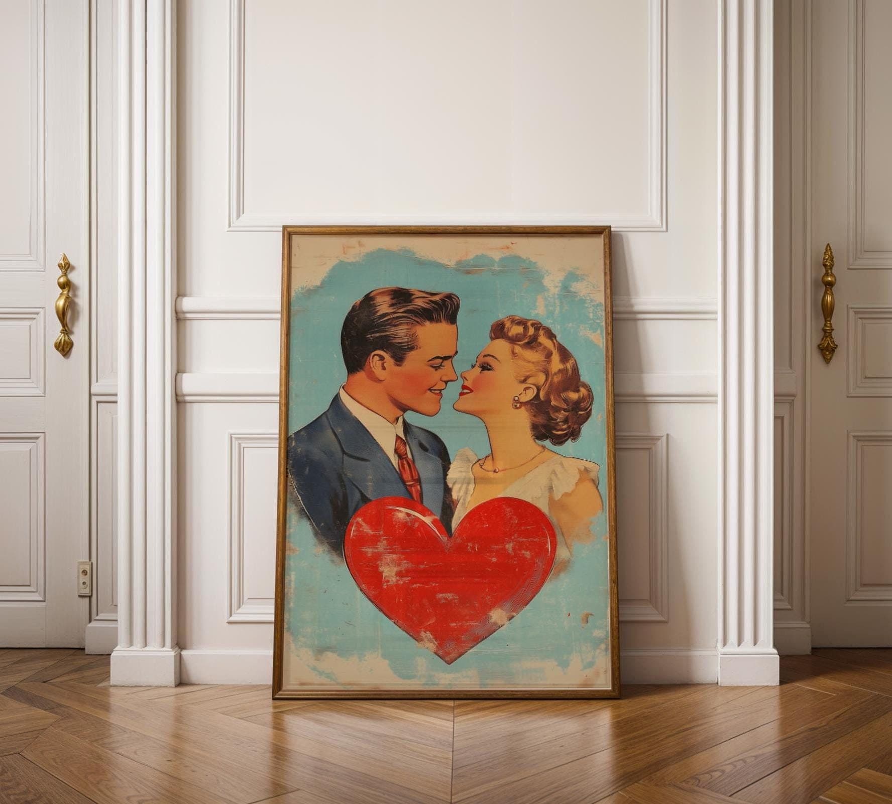 Vintage Couple Wall Art, Vintage Digital Wall Art, Printable Romantic Couple Wall Art, Love Wall Art, Couple Painting, Hugging Couple Print