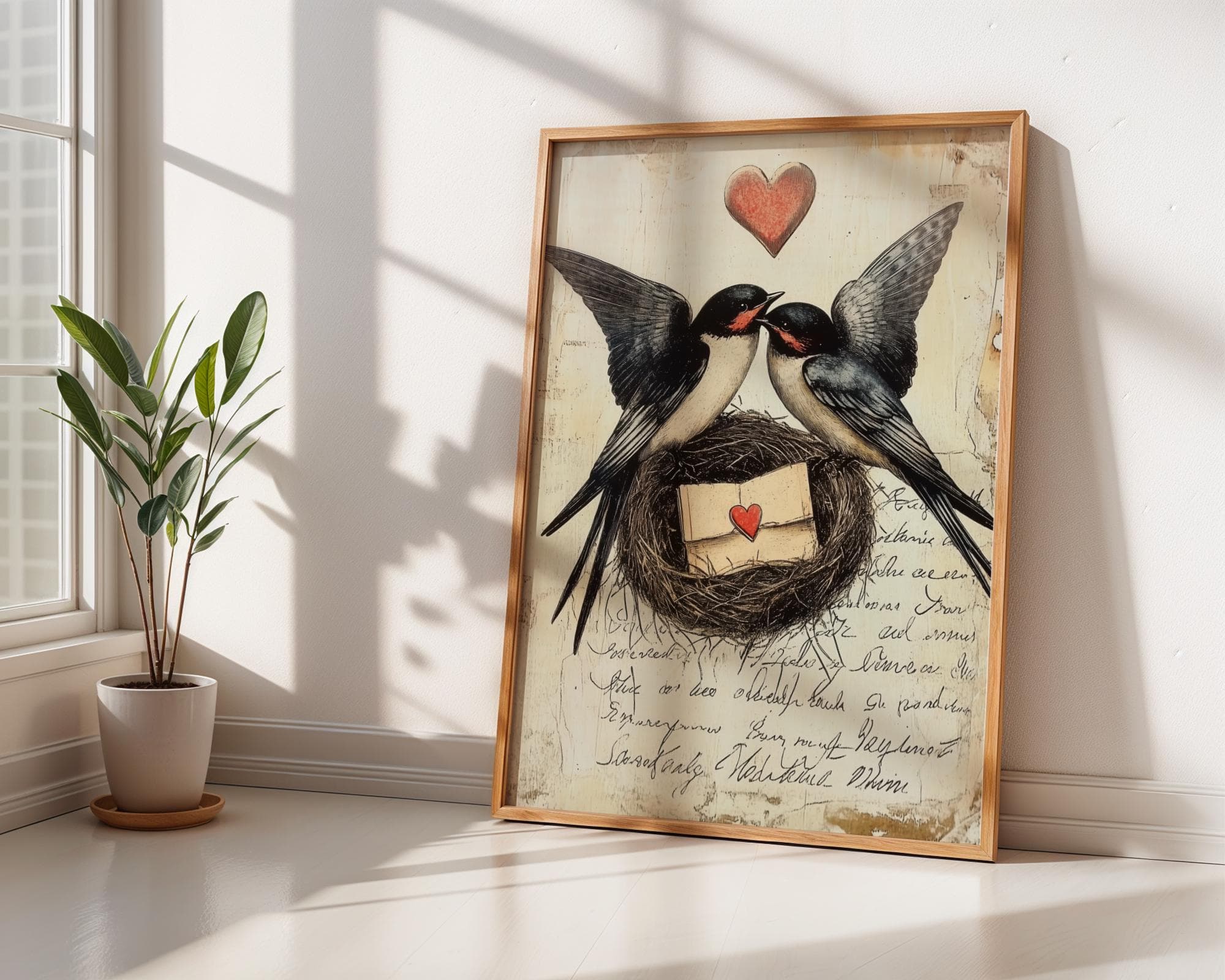Vintage Swallow Couple Wall Art, Antique Swallow, Vintage Animal Prints, Swallow Wall Decor | Downloadable Art | Swallow bird, Bird Poster - view 7
