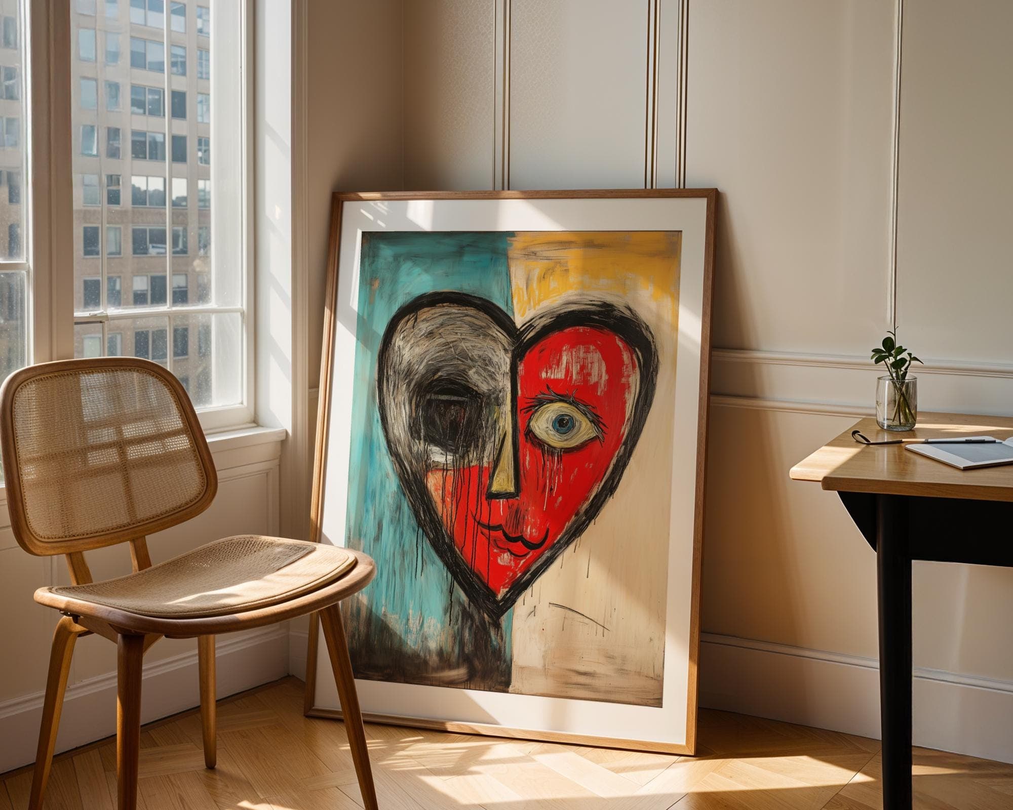 Picasso Heart Painting, Abstract Picasso-Style Painting, Colorful Abstract Heart Art, Modern Wall Decor, Picasso-Inspired Art, Heart Poster - view 3