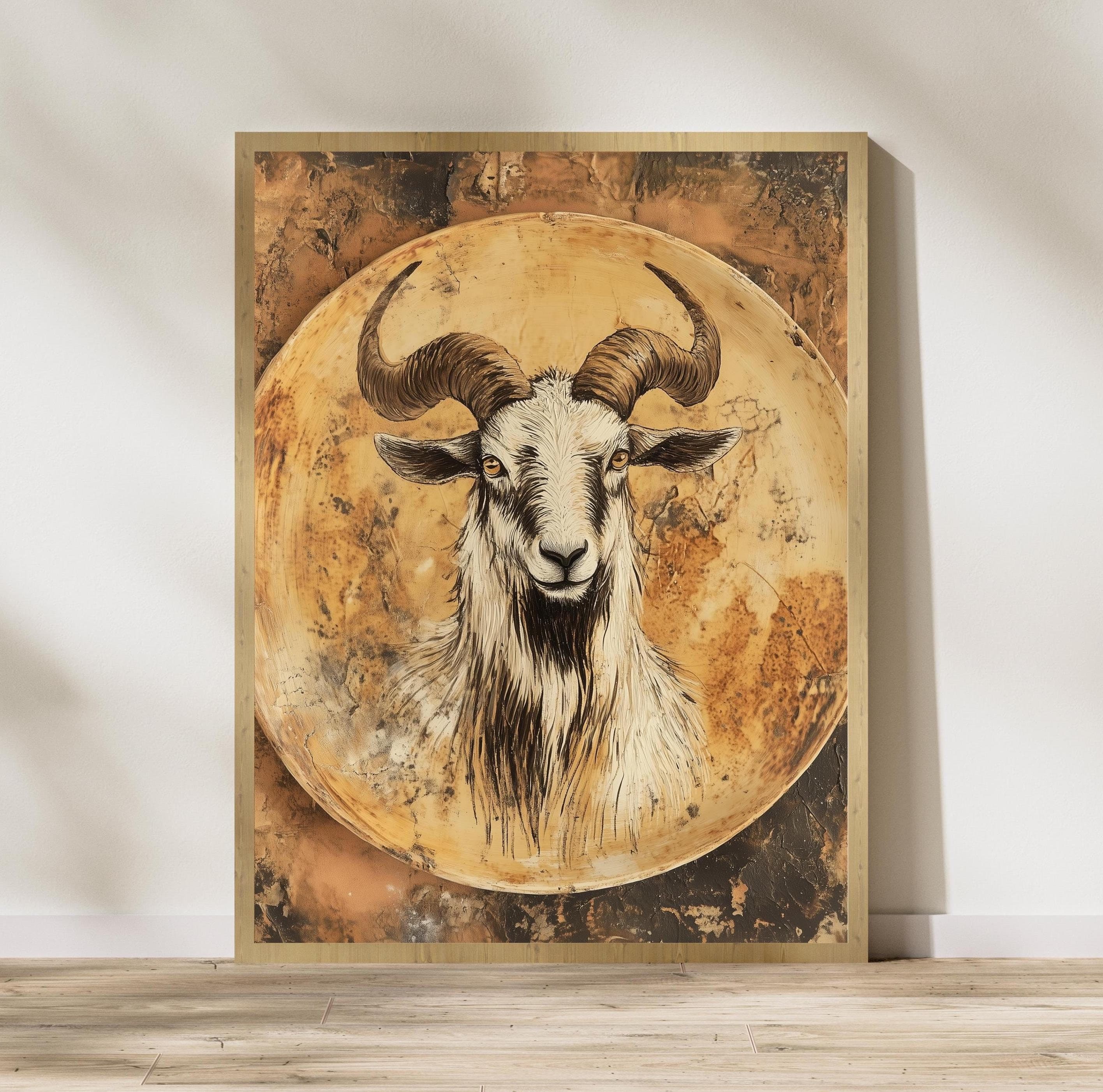 Rustic Goat Wall Art, Goat Portrait Wall Art, Vintage Goat Wall Decor, Farmhouse Wall Art, Digital Goat Download, Vintage Wall Art Digital