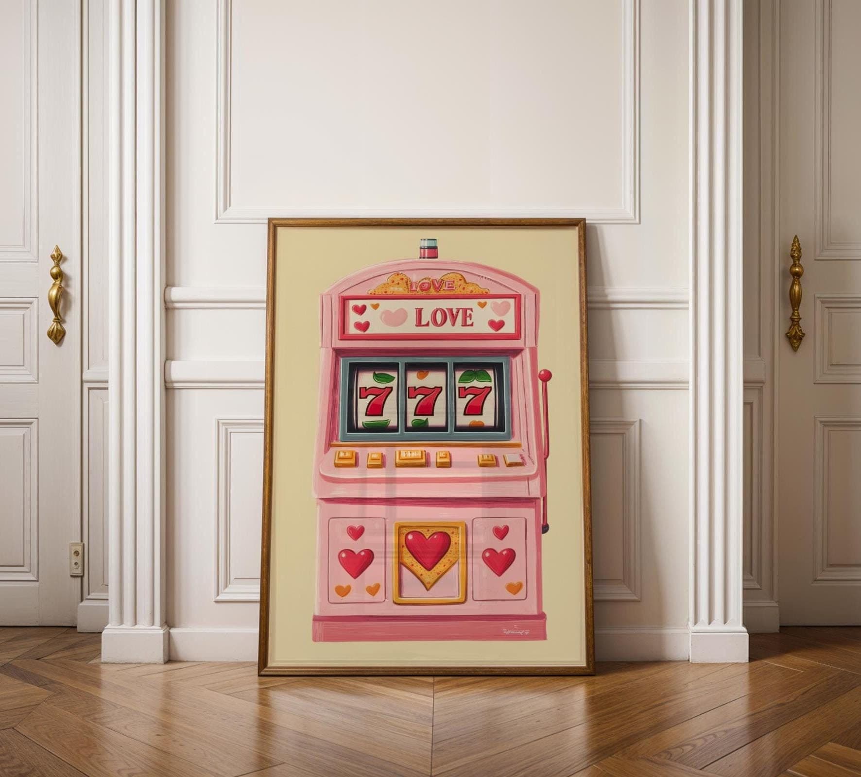777 Wall Art, Slot Machine Wall Art, Angel Number Poster, Angel Numbers Art, Digital, Dopamine Wall Decor, Angel Number Print, Slot Machine