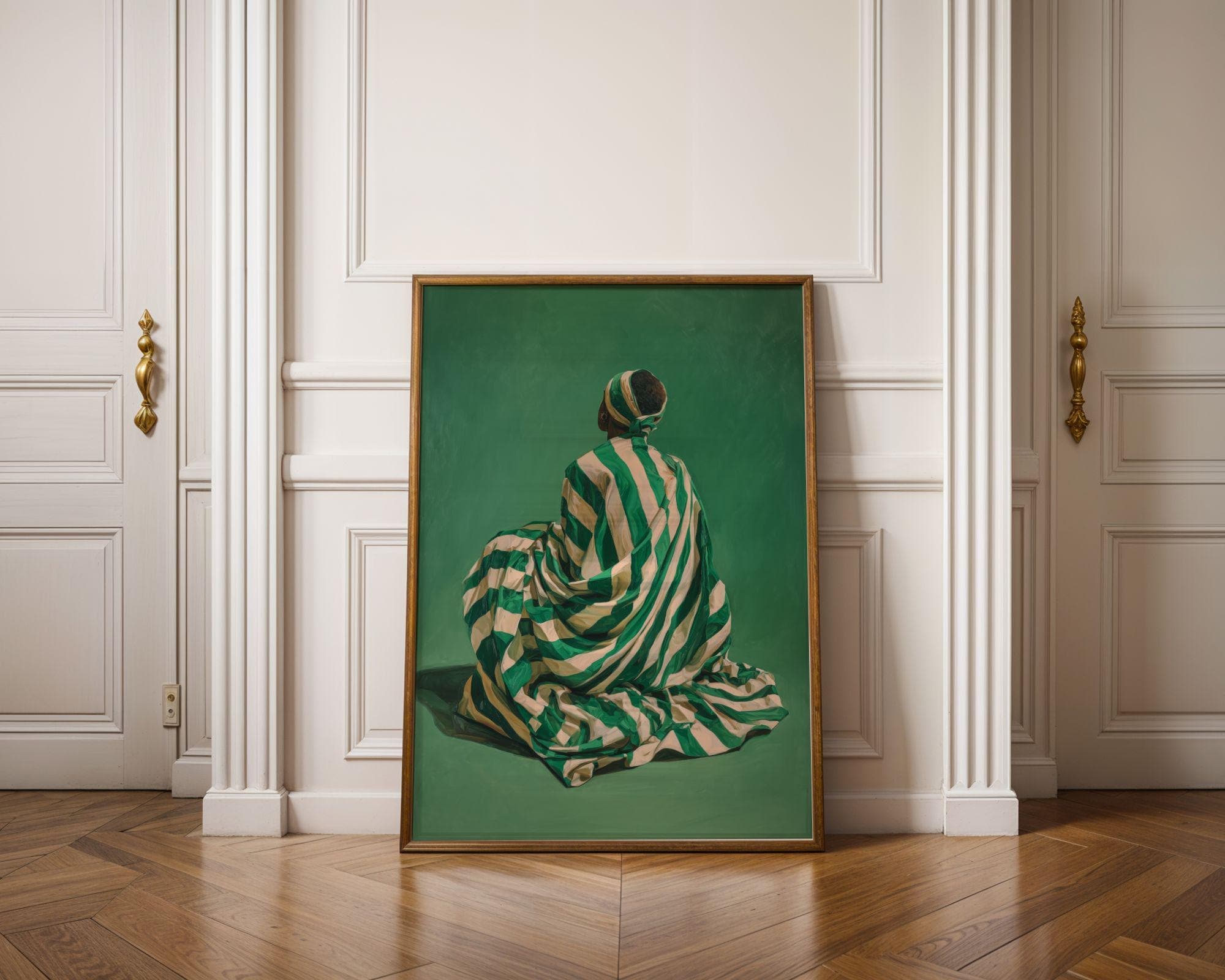 African American Wall Art, Emerald Green Decor, Afrocentric Wall Decor, Emerald Green Background Print, Contemporary Wall Decor, Digital Art - view 5
