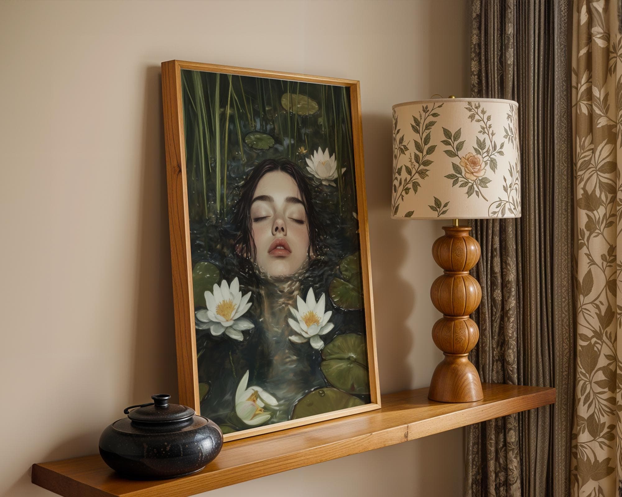 Ophelia Dark Academia Print Victorian Art Gothic Decor Antique Oil Painting Dark Academia Poster Rustic Vintage Wall Art Feminine Wall Art - view 5