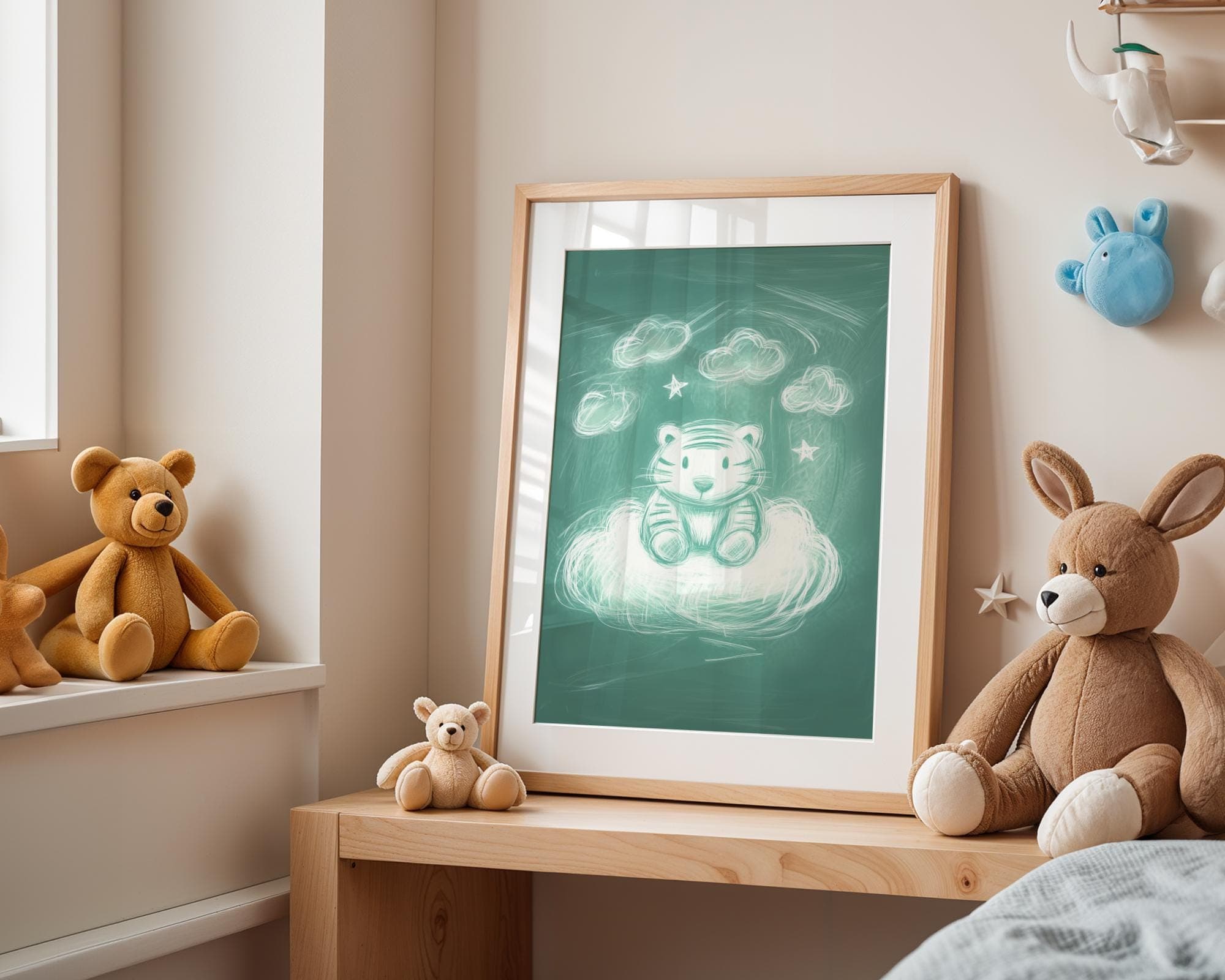 Chalkboard Tiger Nursery Wall Art, Baby Tiger Wall Art, Cute Baby Room Decor, Tiger Kids Room Poster, Printable Baby Tiger Art, UNFRAMED - view 2
