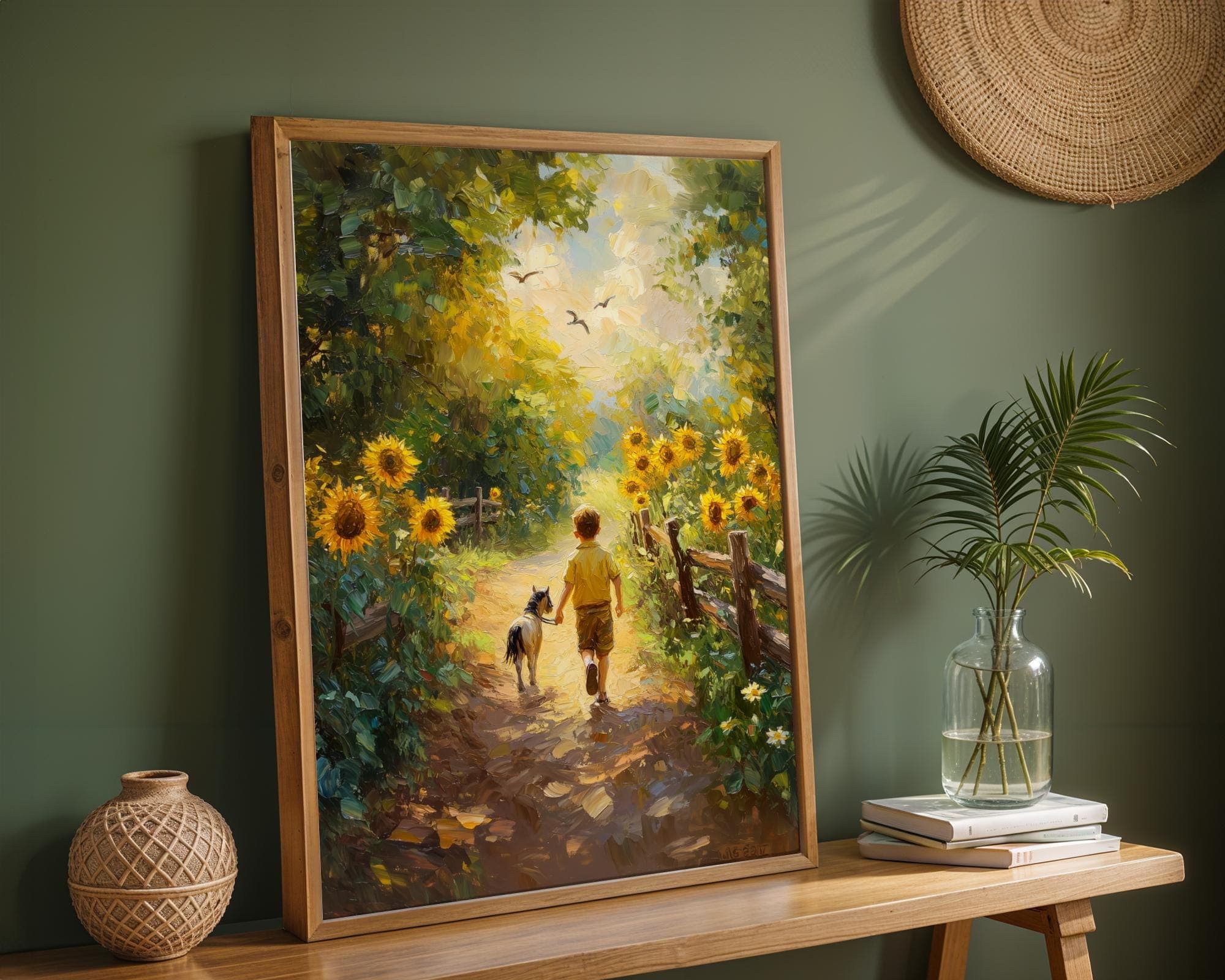 Country Path Wall Art, Heartwarming Countryside Wall Art, Pastoral Scene Print, Golden Hour Country Art,Wholesome Farm Decor, Printable - view 3