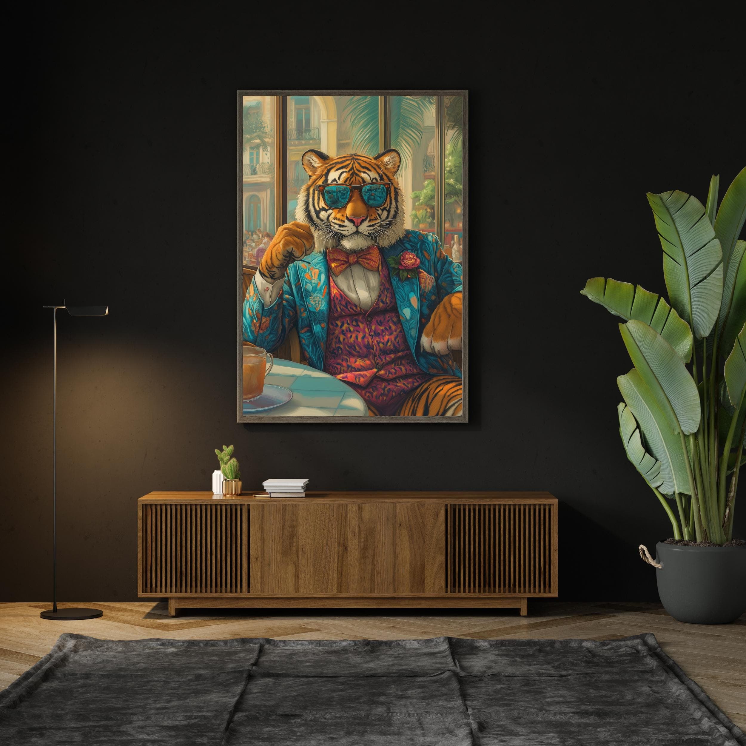 Maximalist Tiger Poster, Aesthetic Tiger Maximalist Decor, Preppy Dorm Decor, Cute Apartment Decor, Eclectic Home Decor, Funky Wall Art - view 4