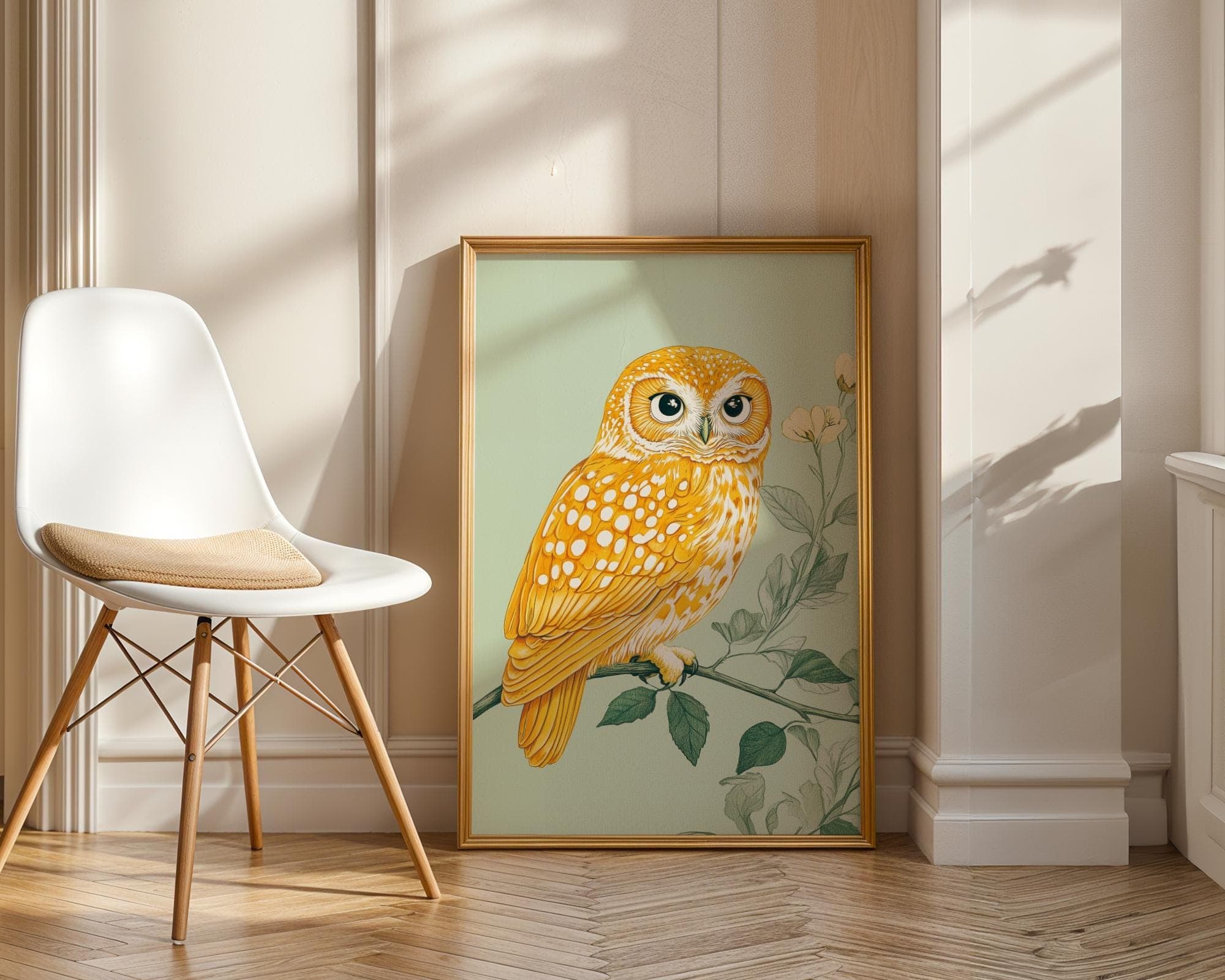 Golden Owl Botanical Art Print: Vintage Boho Wall Decor (Digital Download) - view 5