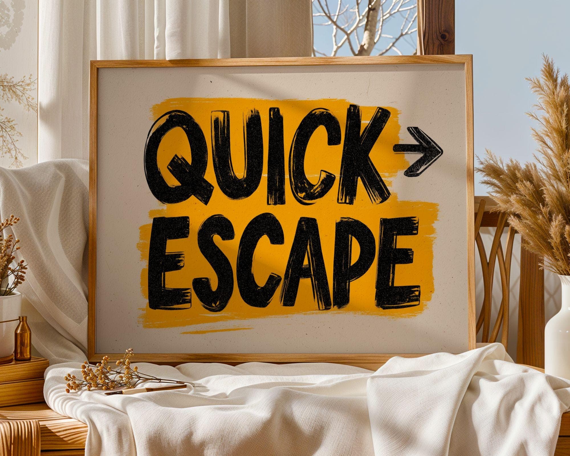 Quick Escape Wall Art – Funny Motivational Office Poster, Motivational Quote Print, Funny Office Wall Art, Funny Office Wall Art, Digital - view 4