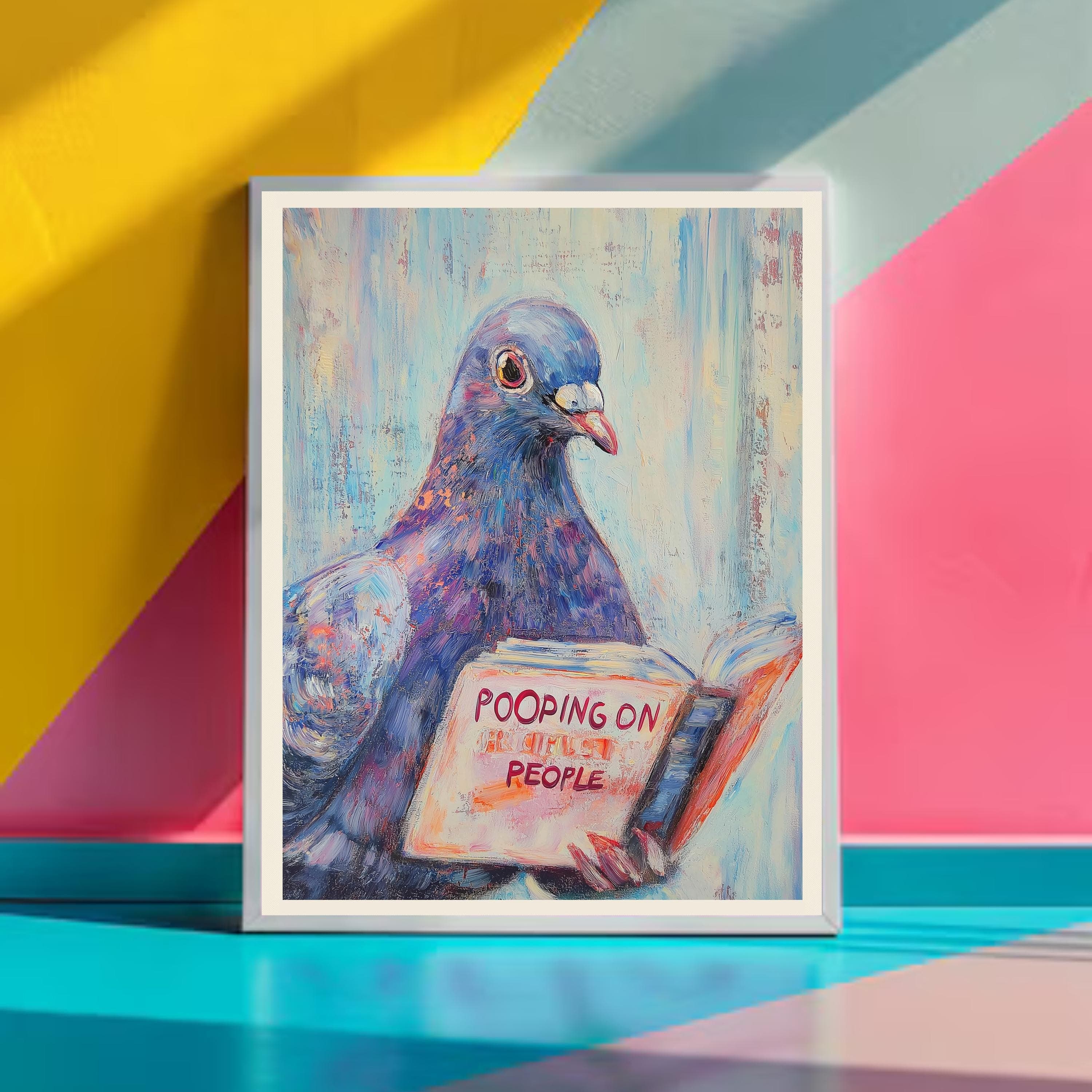 Funny Pigeon Reading Art Print, Humorous Bathroom Poster (Digital Download) - view 5