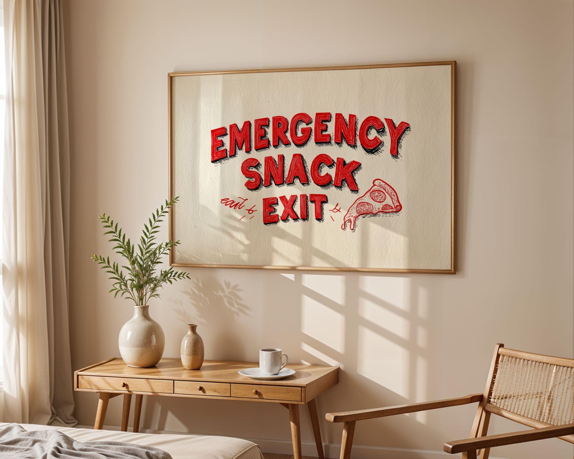Emergency Snack Poster, Funny Kitchen Wall Art Print, Funny Food Wall Art, Bar Cart Decor, Food Quote Wall Art, Cafe Wall Decor, Digital Art - view 6