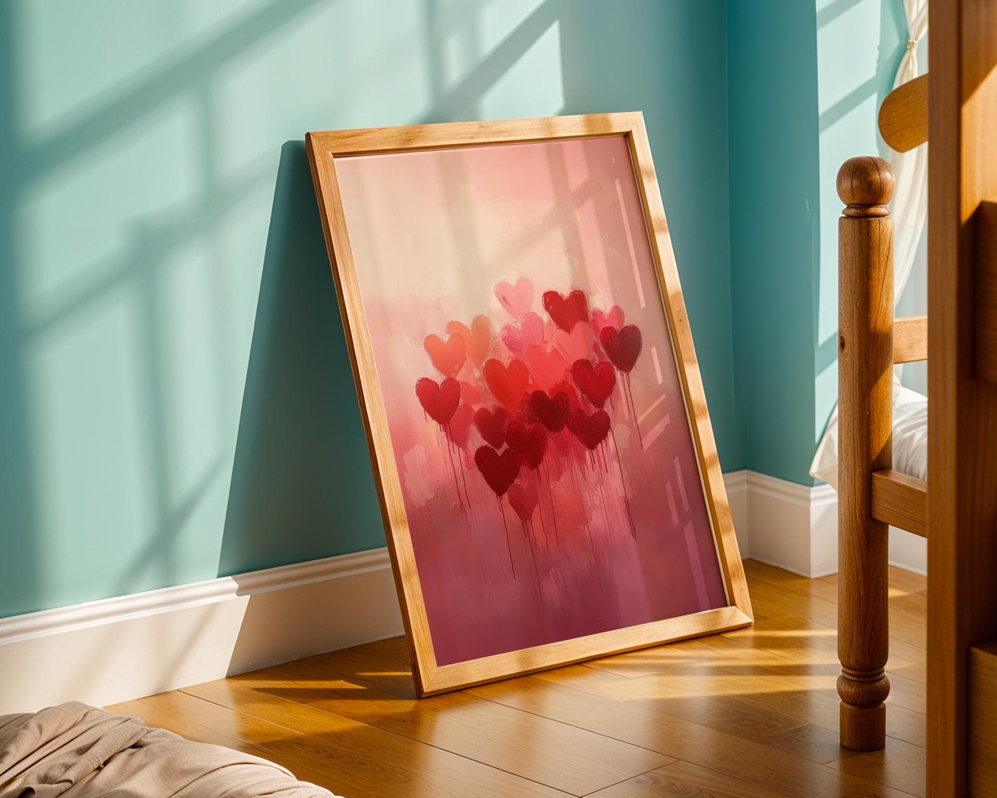 Abstract Heart Art Print, Valentine’s Day Wall Art, Valentine Home Decor, Vintage Valentines Day Decor, Romantic Wall Art, Digital Heart Art - view 5