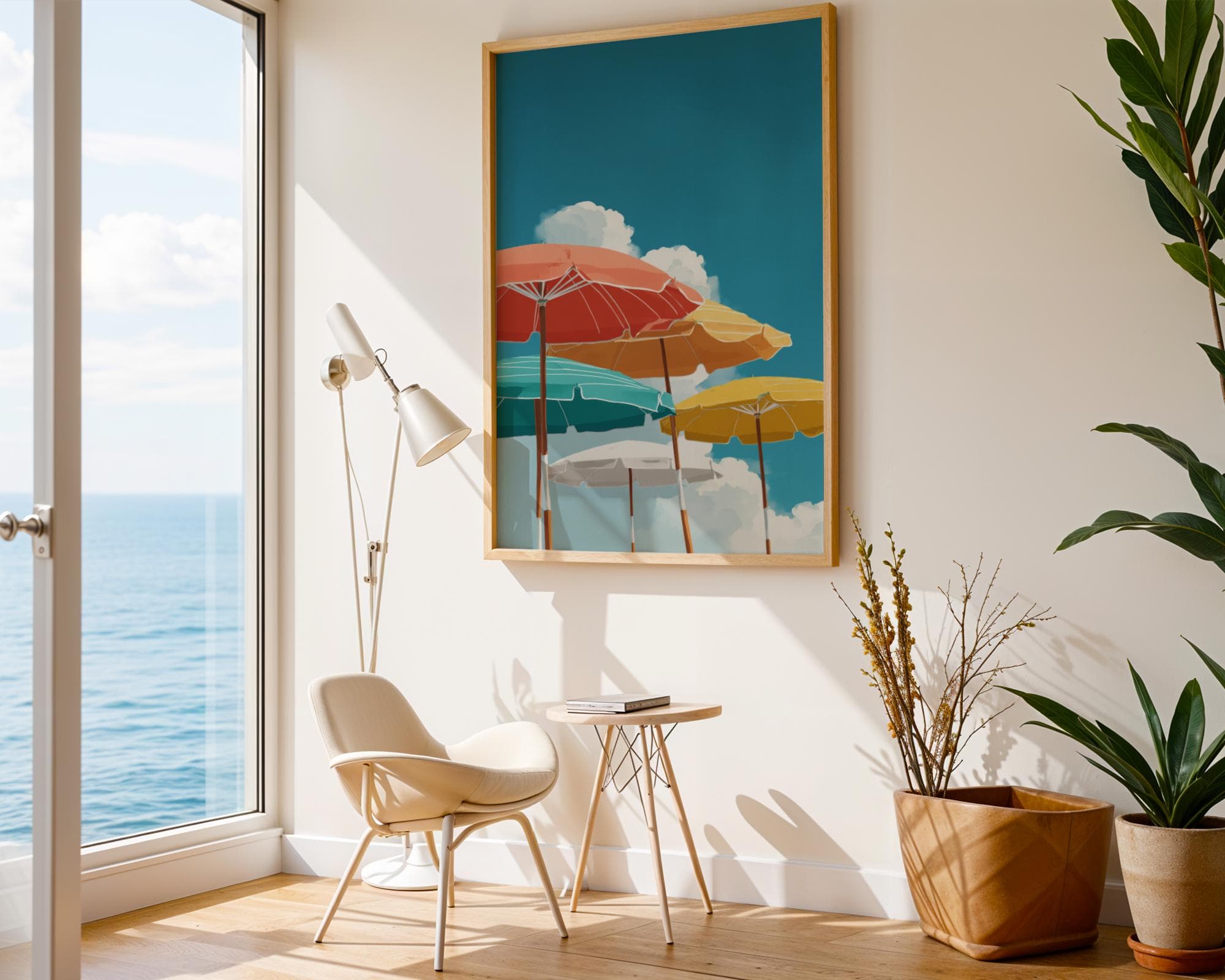 Retro Beach Umbrella Print: Colorful Coastal Wall Art (Digital Download - view 4