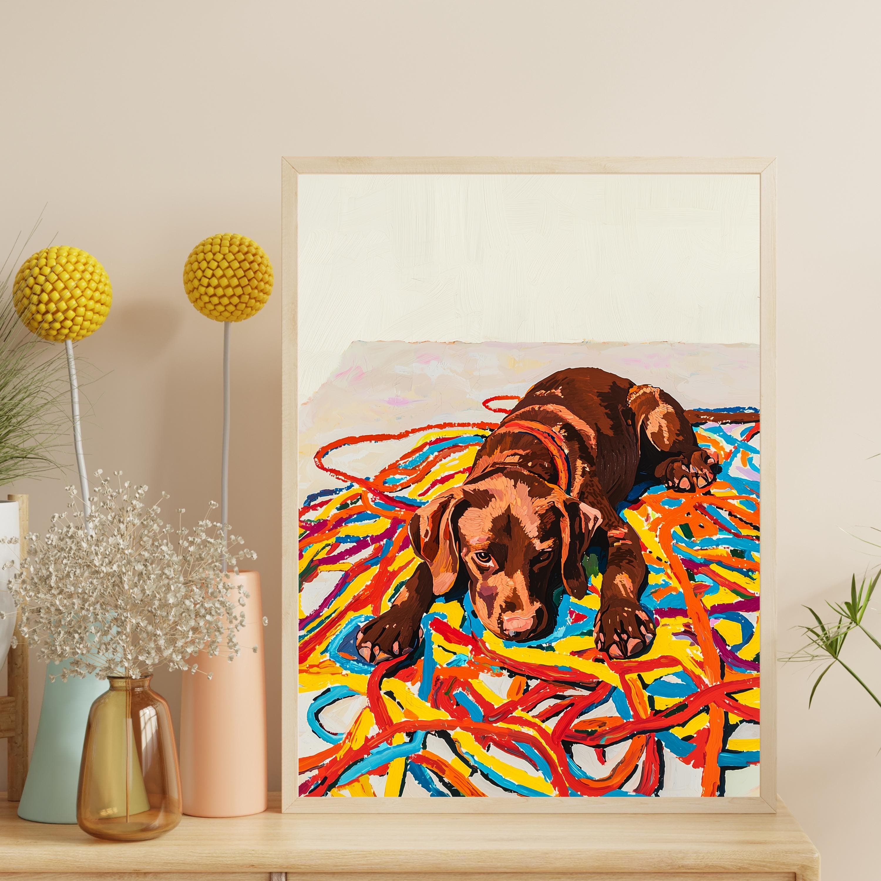 Brown Labrador Print, Dog Nursery Wall Art, Colorful Labrador Poster, Labrador Wall Decor, Colorful Dog Digital Printable Art, Dog Poster - view 3