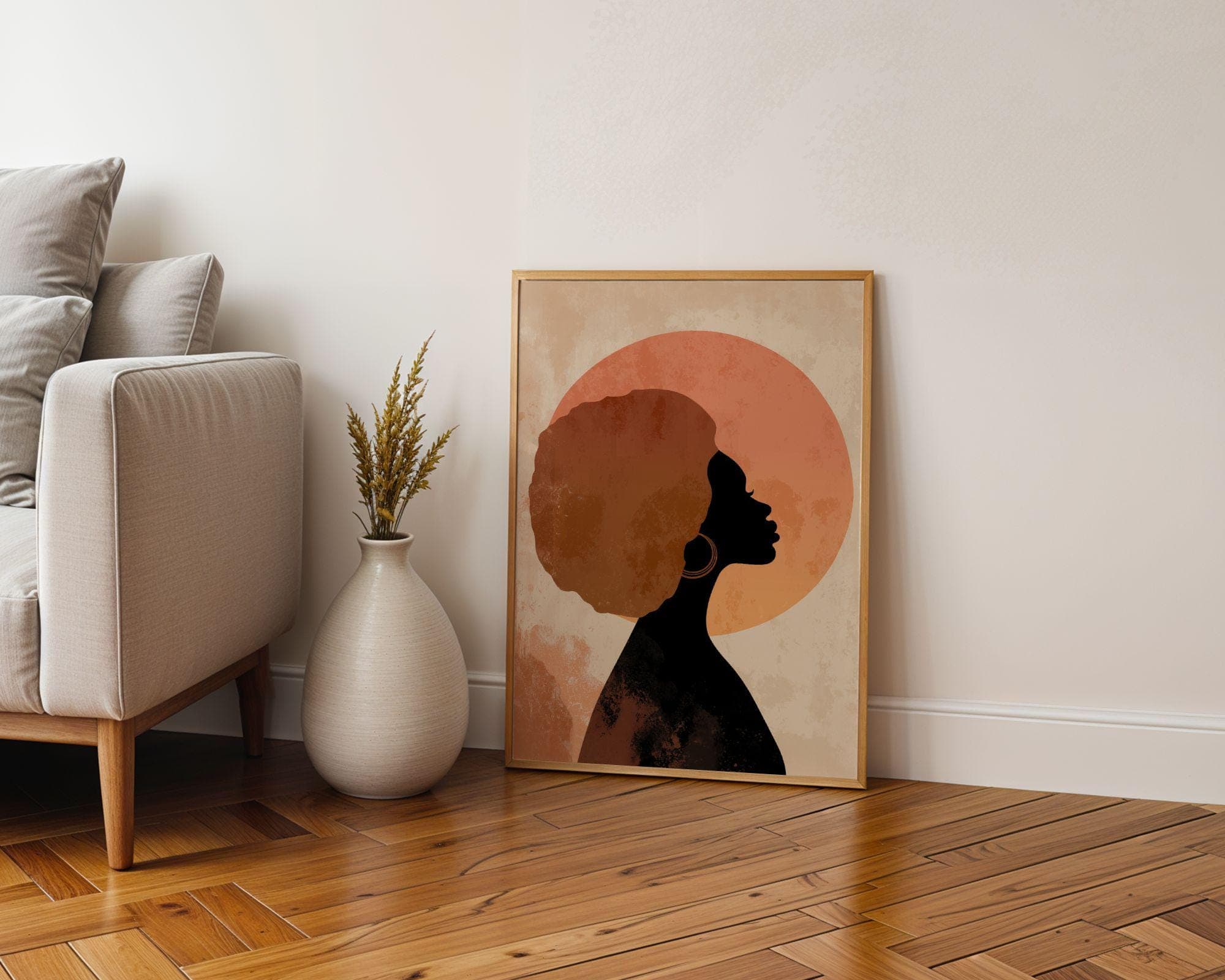 African American Wall Art, Minimalist Portrait Print, Afrocentric Wall Decor, Terracotta Portrait Art, Black Female Silhouette Art - view 4
