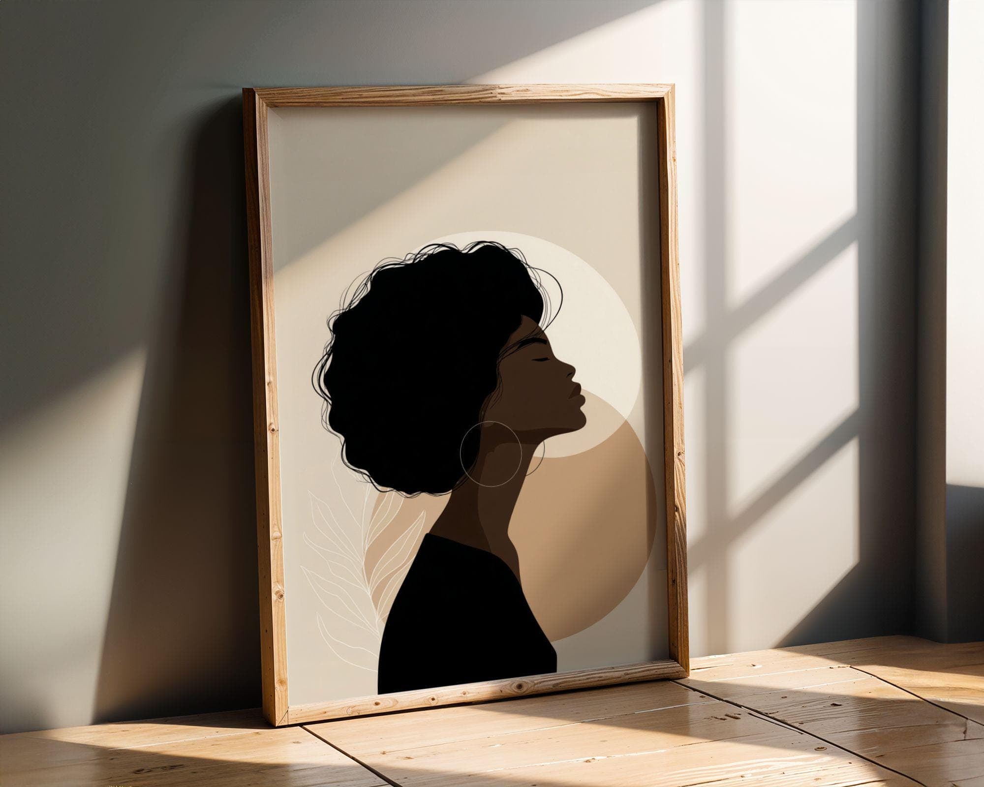African Girl Printable Wall Art, Black Woman Print, Boho Woman Art, African American Woman Face Art, Black Female Silhouette, Gallery Decor - view 3