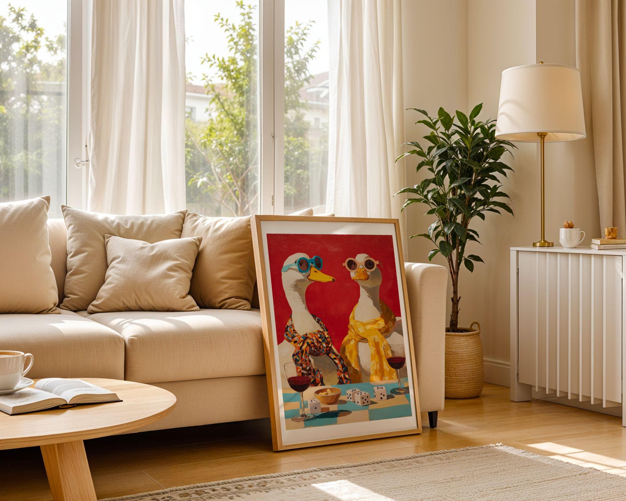 Funny Duck Wall Art Kitchen Decor, Retro Duck Couple Wall Art, Duck Wine Art Kitchen Decor, Duck Wine Art Kitchen Decor, Quirky Animal Print - view 8