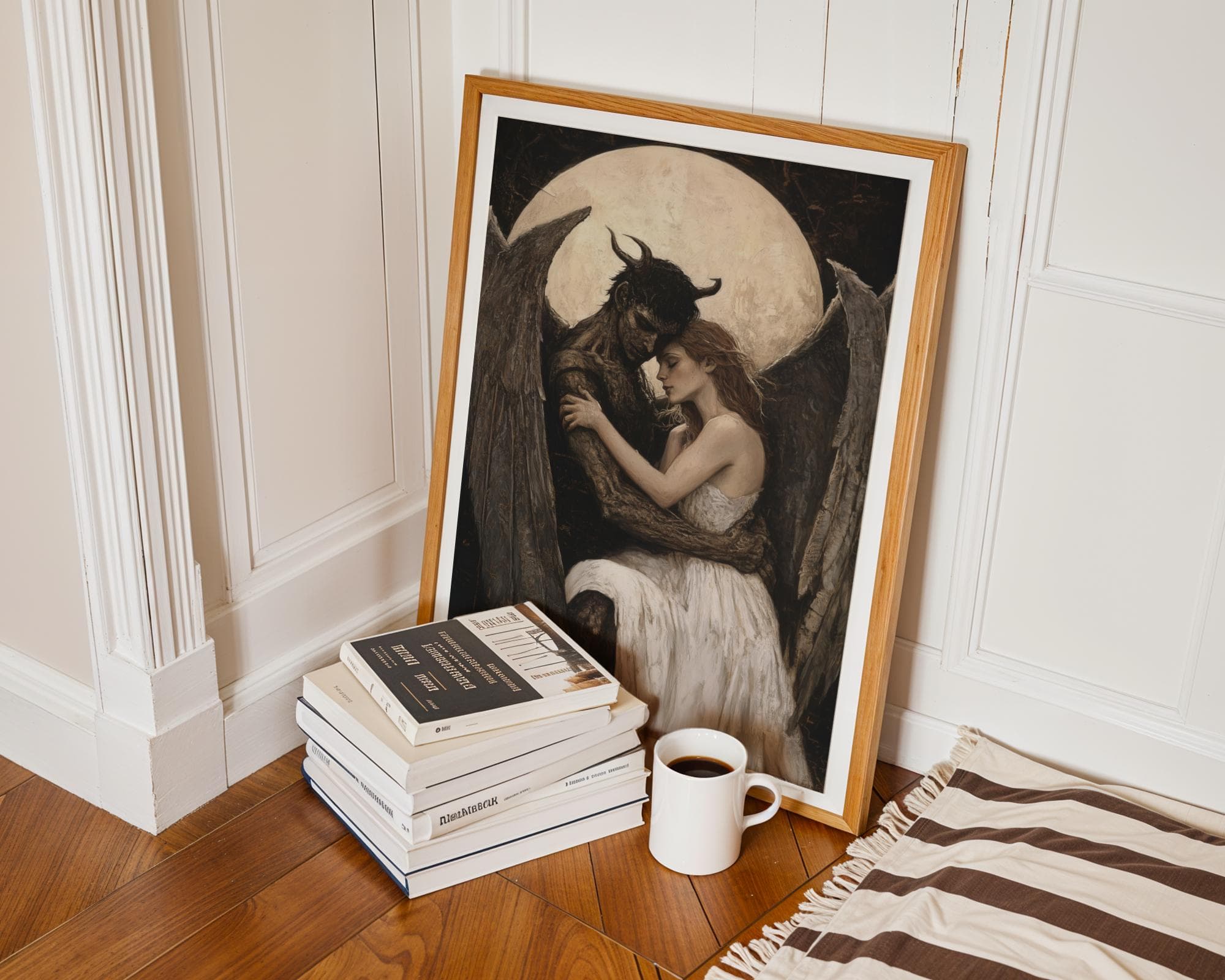 Victorian Gothic Angel and Demon Painting, Gothic Victorian Wall Art, Moody Victorian Art, Dark Victorian Love Painting, Gothic Romantic Art - view 6