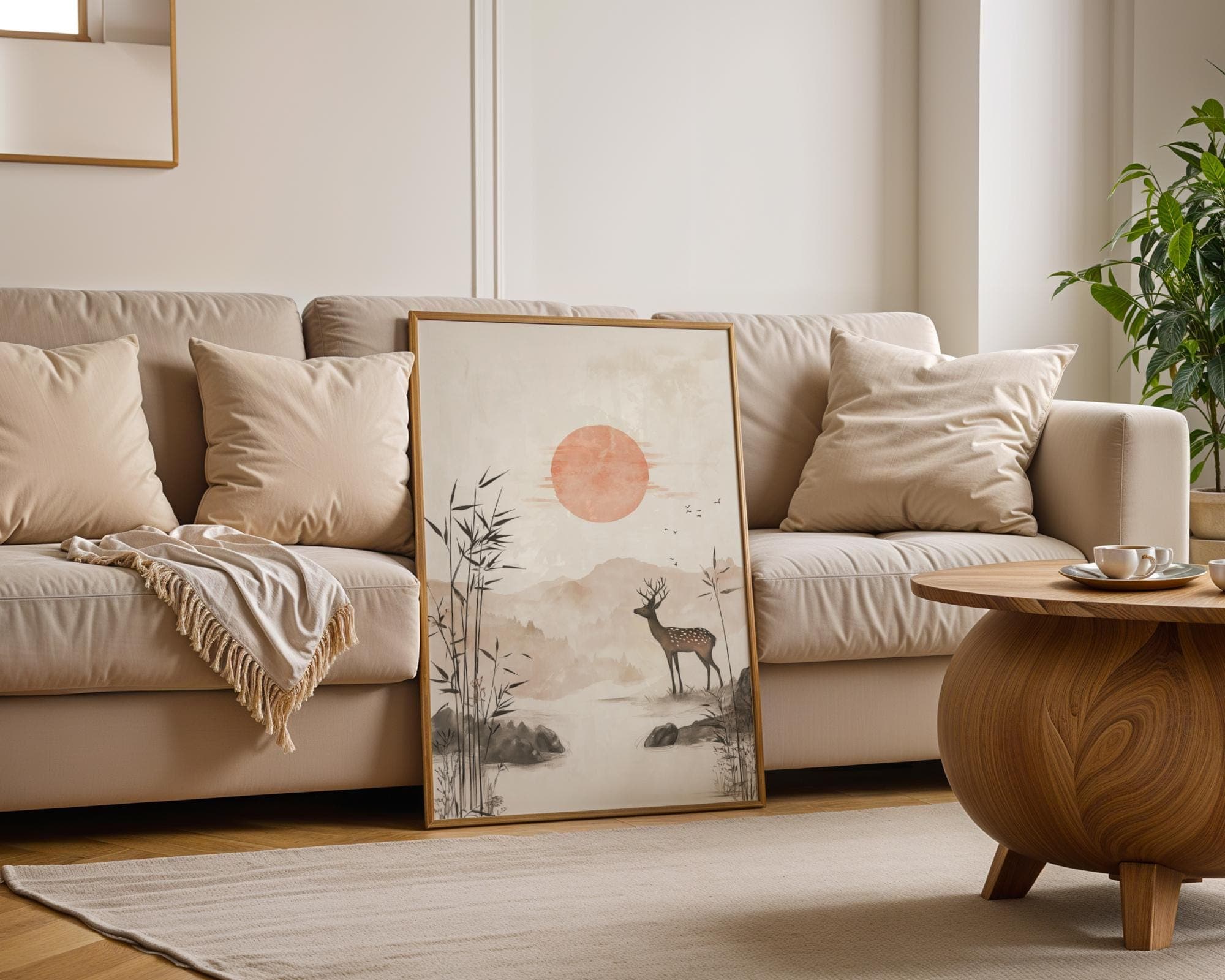 Japandi Deer Print ā Minimalist Zen Bamboo Forest Wall Art (Digital Download) - view 3