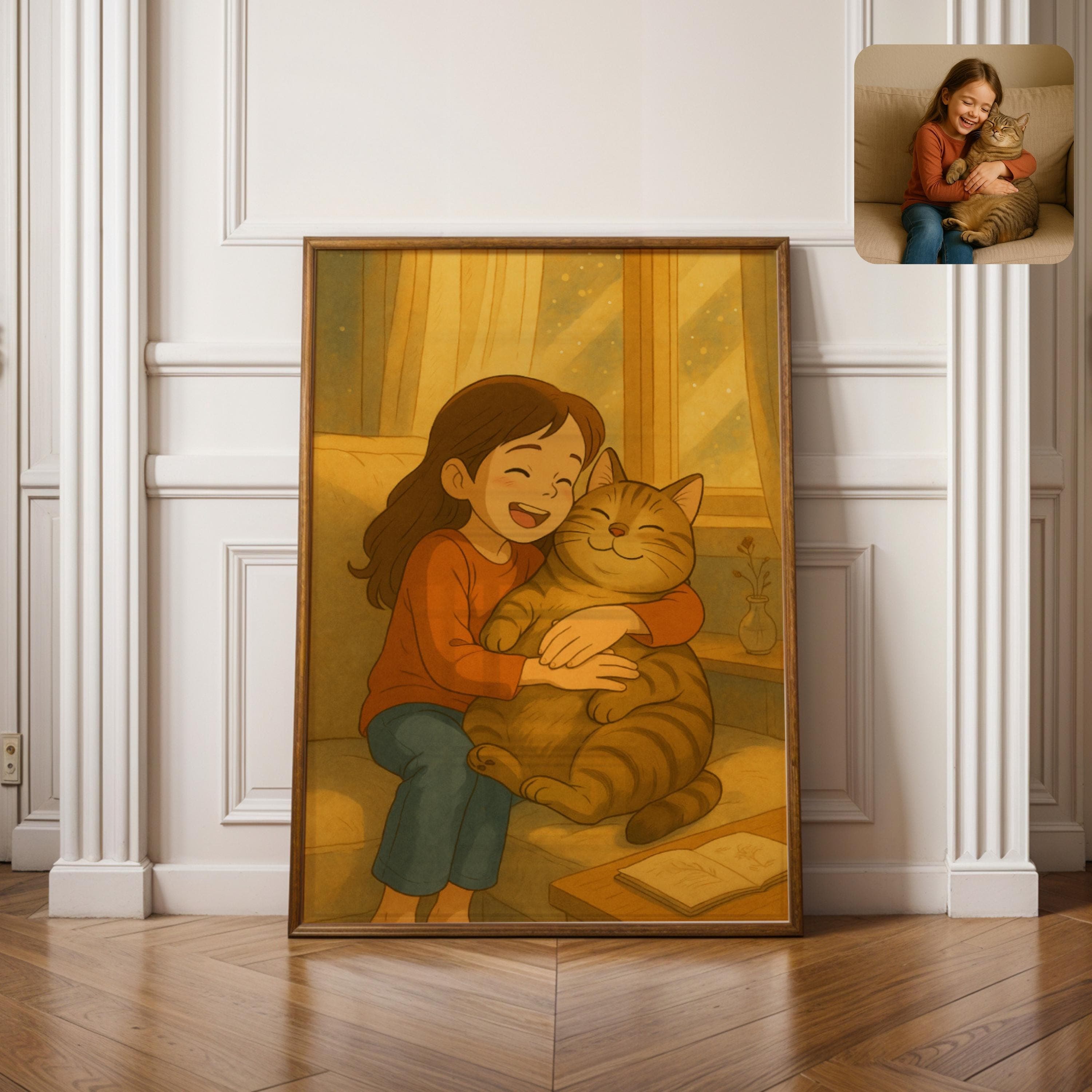 Custom Couple Anime Portrait, Hand Drawn Anime Portrait, Custom Cartoon Style Art, Personalized Couple with Dog in Cartoon Style for Lovers - view 5
