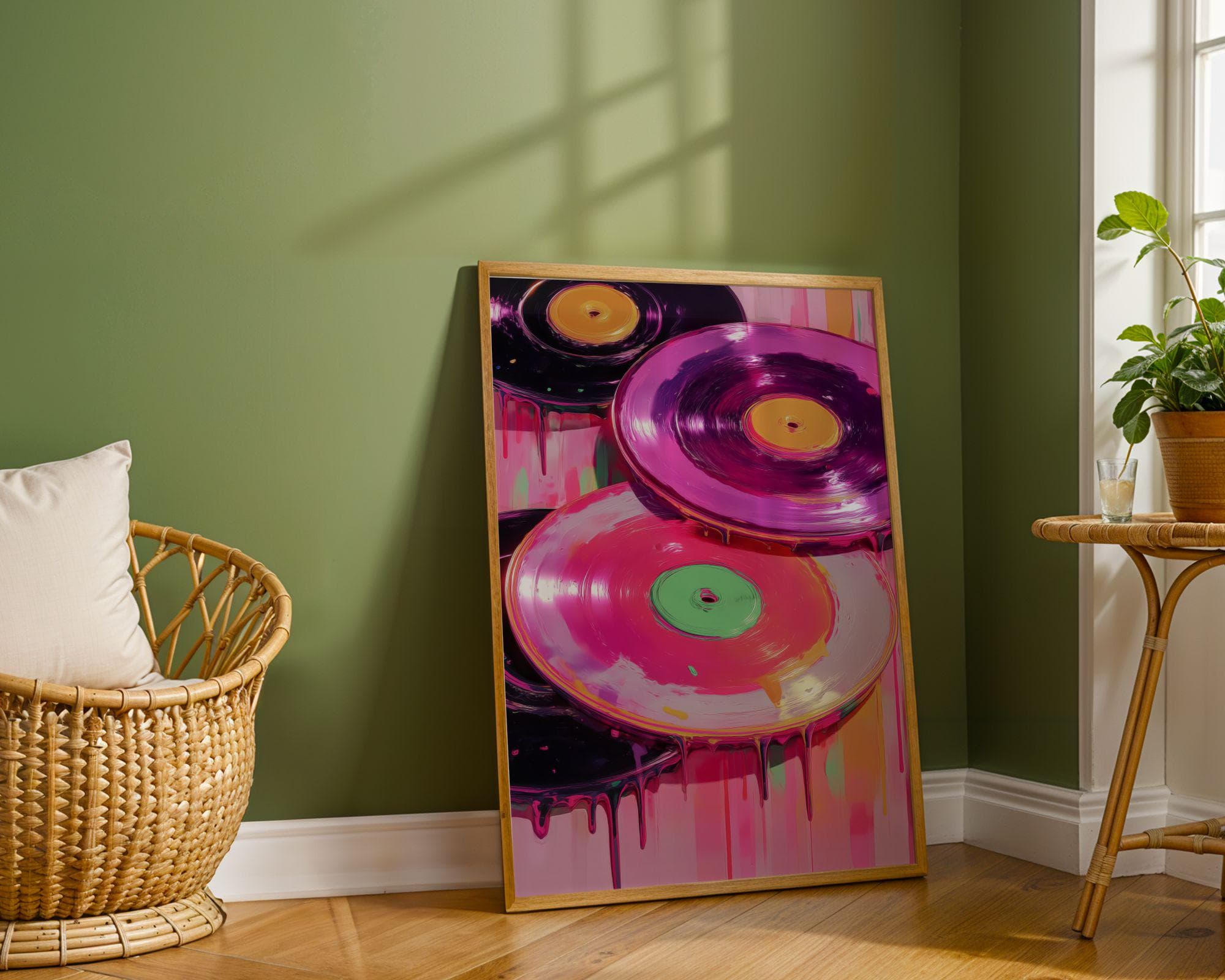 Dripping Vinyl Records Wall Print – Retro Pop Art, Music Lover Wall Art – Retro Vinyl Decor Print, Music Room Decor – Music Lover Gift Print - view 3