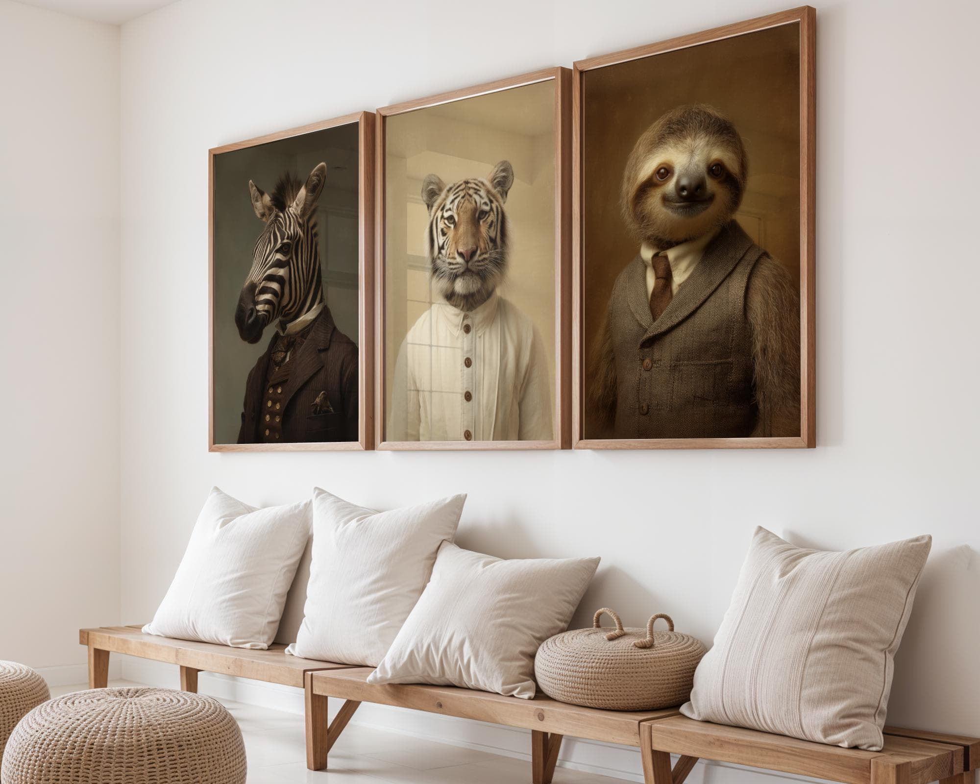Vintage Animal Portrait Gallery Wall Art Set of 6 ā Academic Style Decor, Dapper Animal Portrait Prints, Maximalist Eclectic, Funky Print - view 5