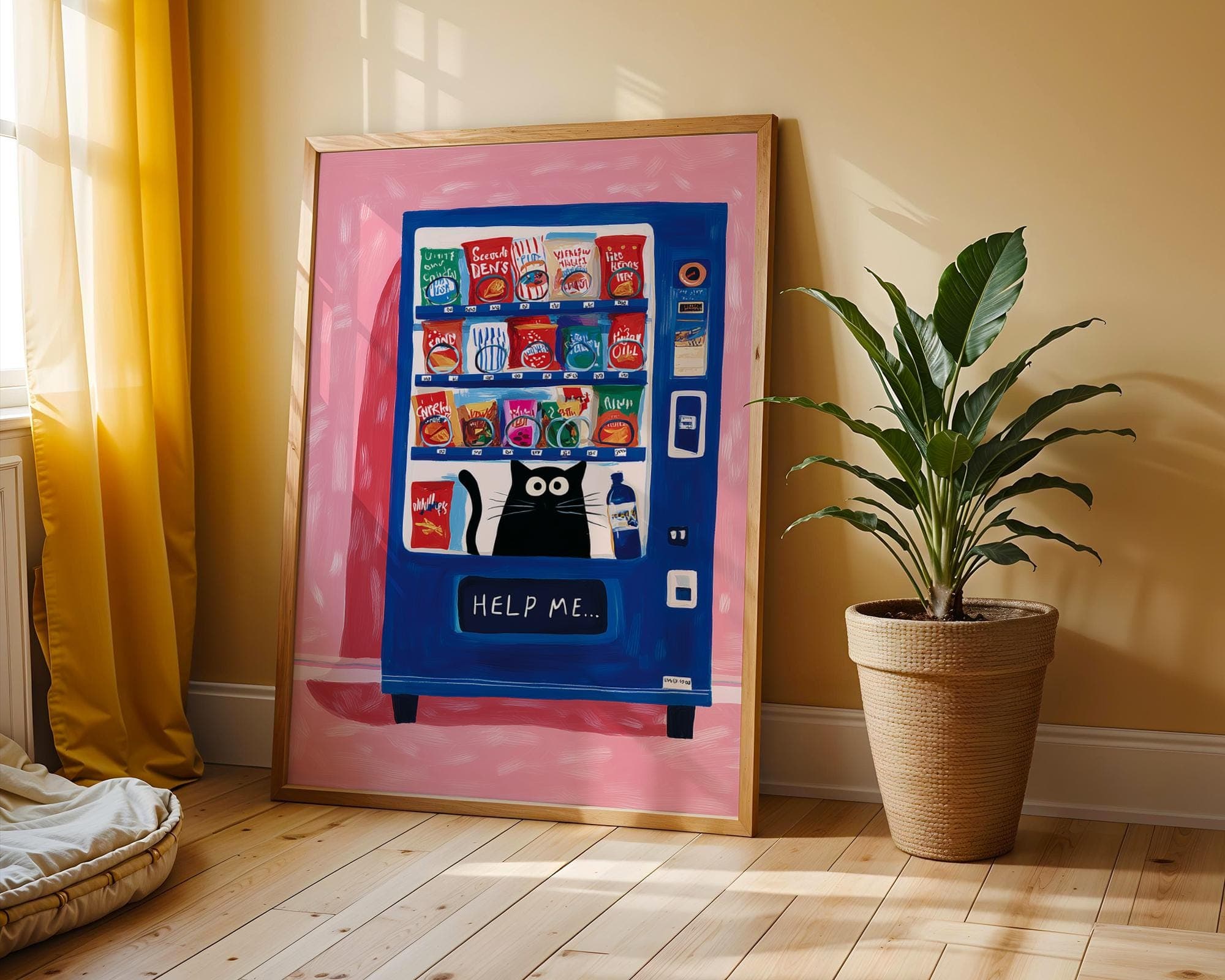Funny Black Cat Vending Machine Pop Art Print – Quirky Wall Decor (Digital Download) - view 2