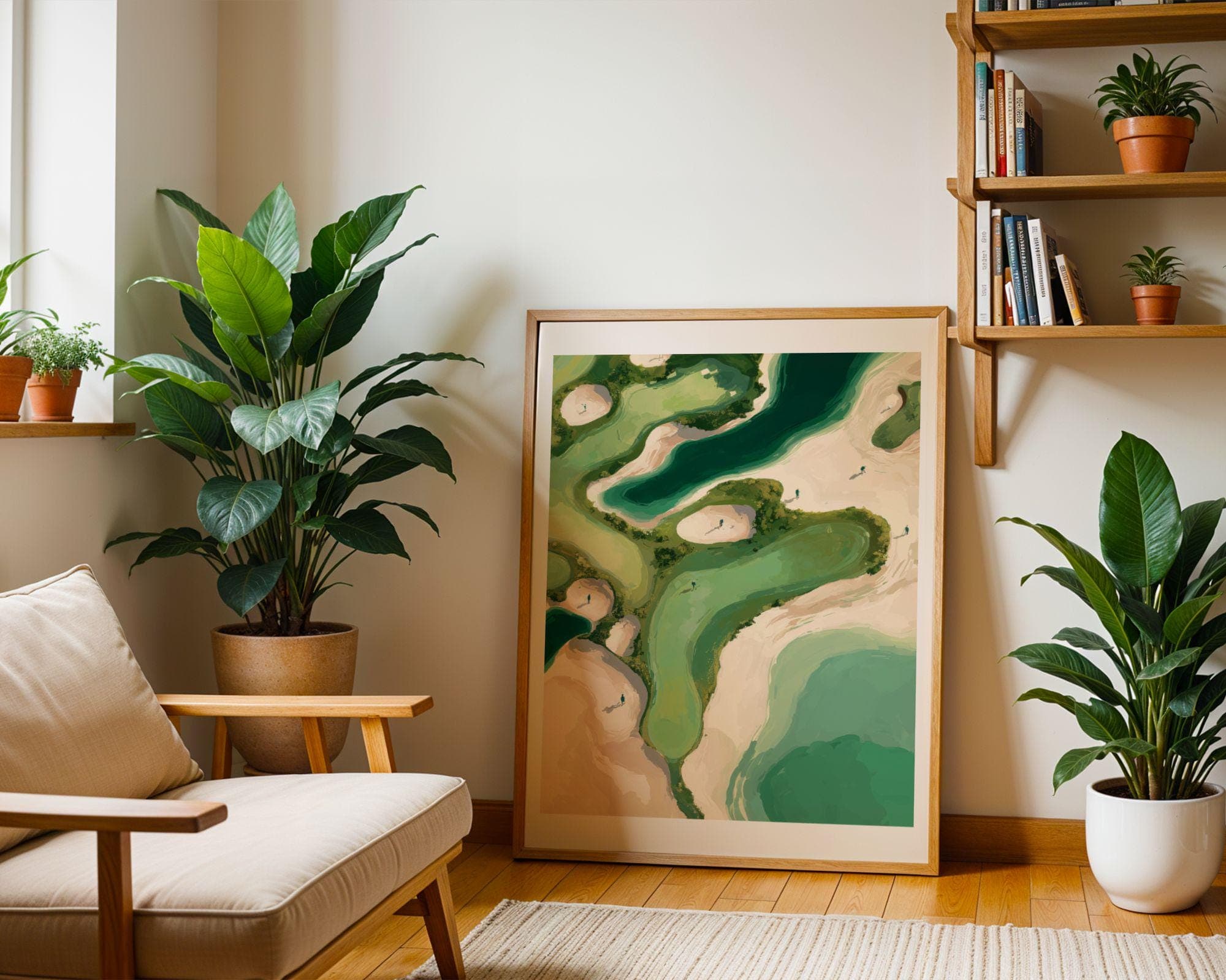 Aerial Coastal Golf Print, Green Golf Course Poster – Impressionist Nature Art, Aerial Golf Wall Print, Abstract Digital Art, Golf Lover art - view 7