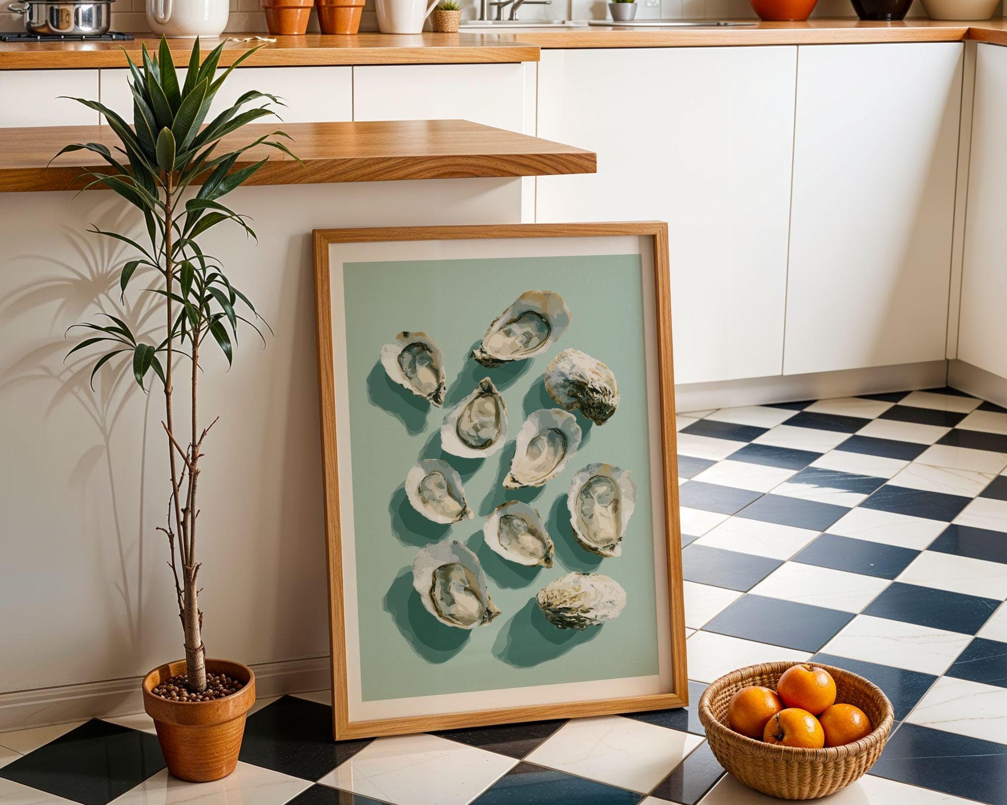 Oyster Wall Art Print, Coastal Kitchen Decor, Oyster Shell Painting, Beach House Dining Room Wall Art, Oyster Still Life, Oyster Art Print - view 6
