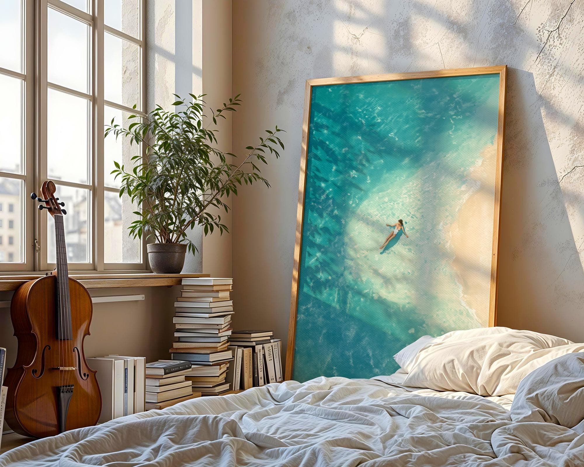 Ocean Wall Art Print, Beach Aesthetic Poster, Digital Download, Turquoise Sea Wall Decor, Summer Coastal Print, Summer Beach House Wall Art - view 2