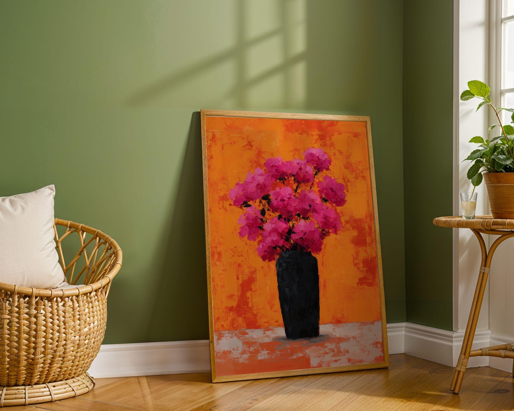 Abstract Floral Wall Art, Colorful Floral Poster, Pink Flower Art Print, Pink Bouquet Painting, Contemporary Floral Art, Gallery Wall Print - view 6