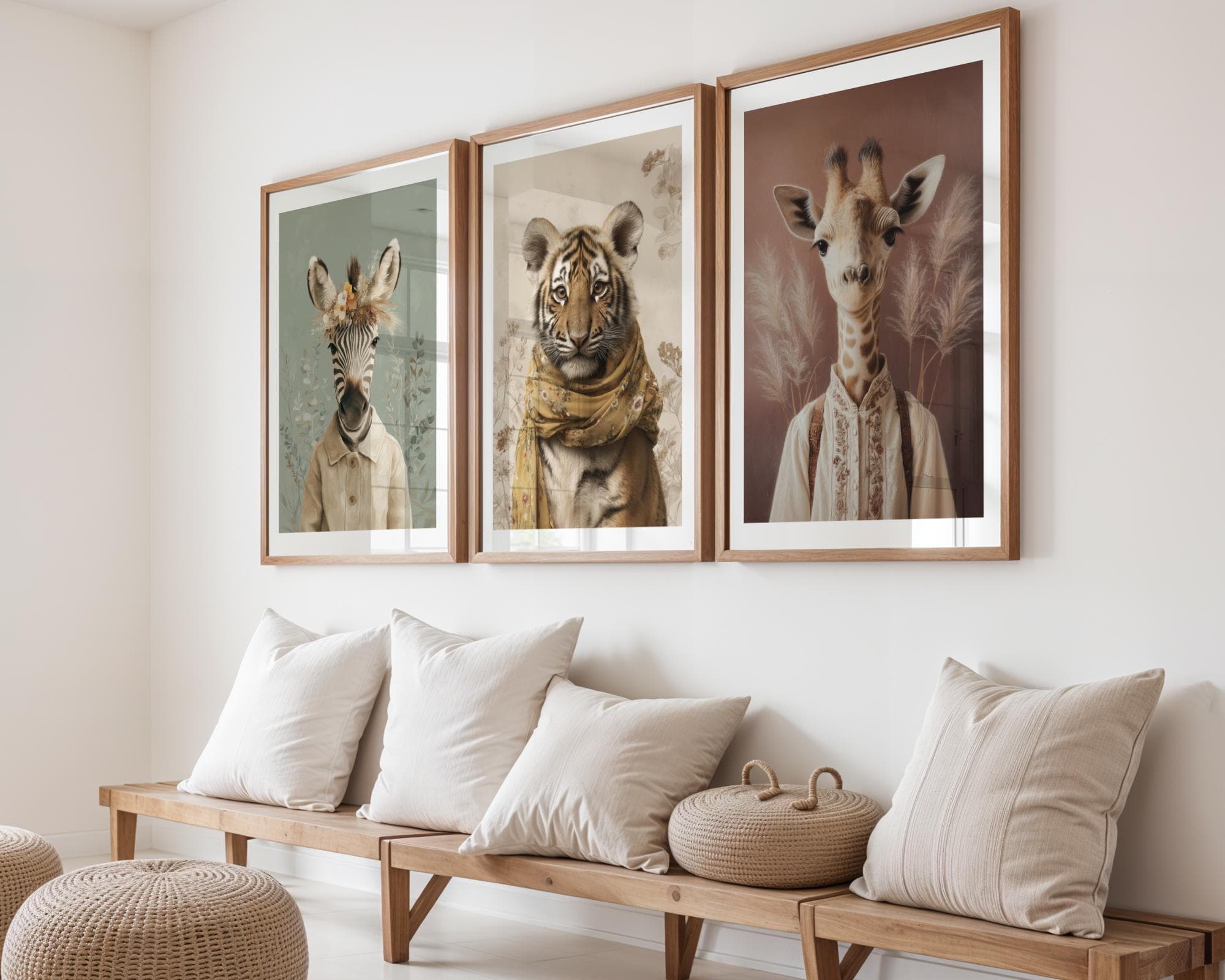 Vintage Jungle Animal Portrait Gallery Set of 6, Dopamine Aesthetic, Maximalist Decor, Preppy Print, Maximalist Eclectic, Digital Download - view 4