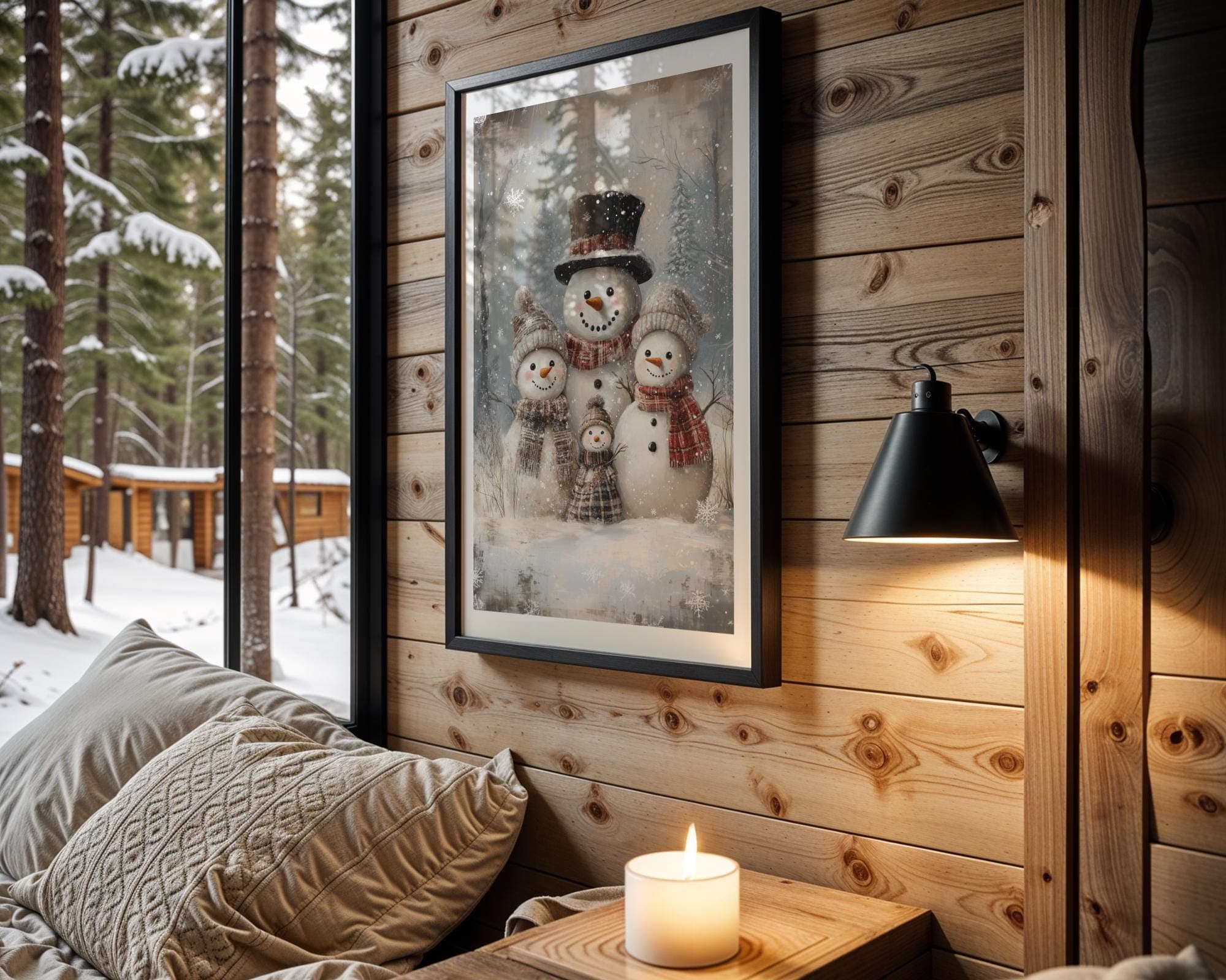Vintage Snowman Family Painting | Printable Wall Art | Nursery Holiday Wall Decor | Antique Christmas Wall Art, Christmas Kids Room Wall Art - view 6
