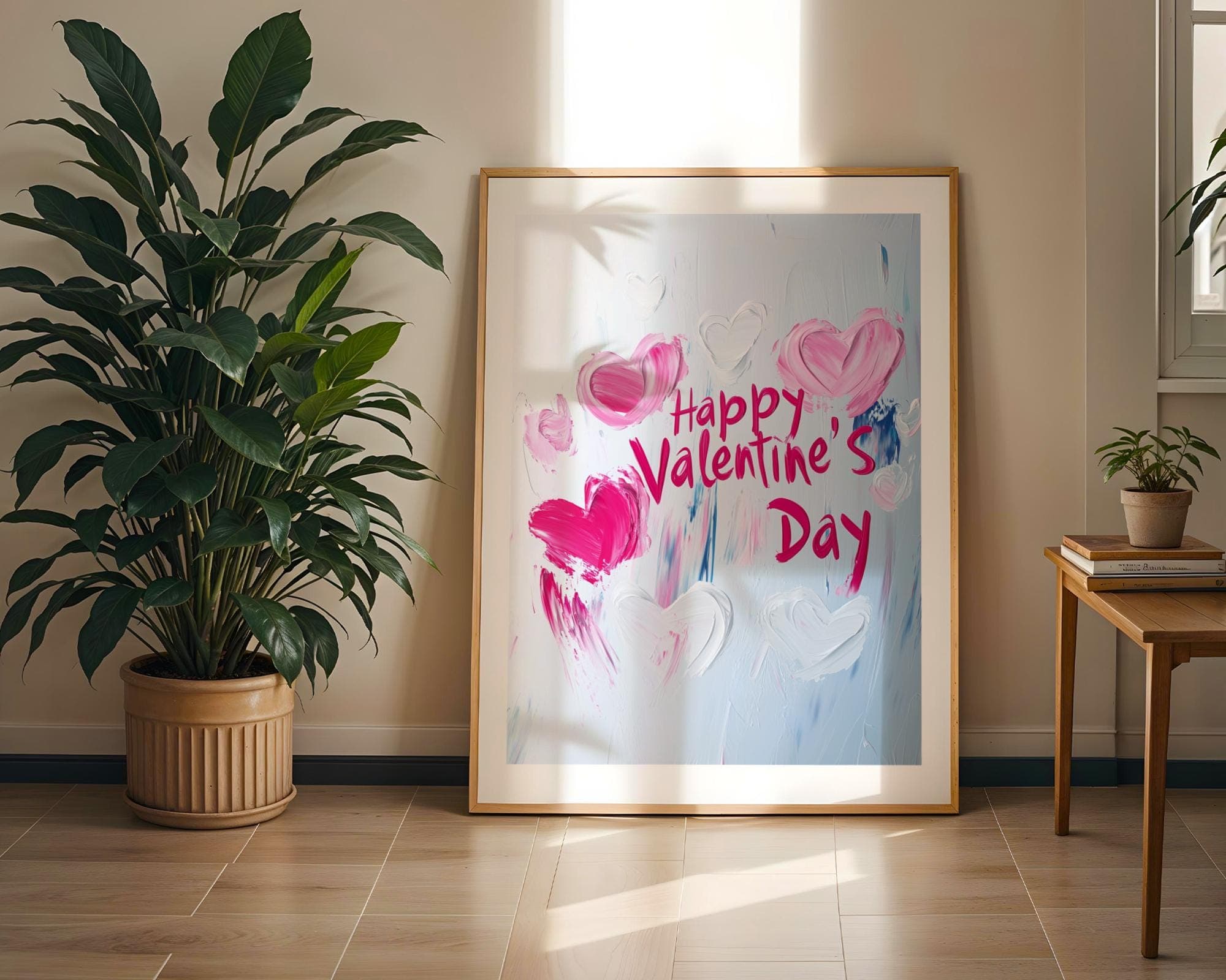 Happy Valentine's Day Wall Art, Heart Oil Painting, Romantic Abstract Art, Valentine's Day Decor, Printable, Digital, Hearts Art Prints - view 6