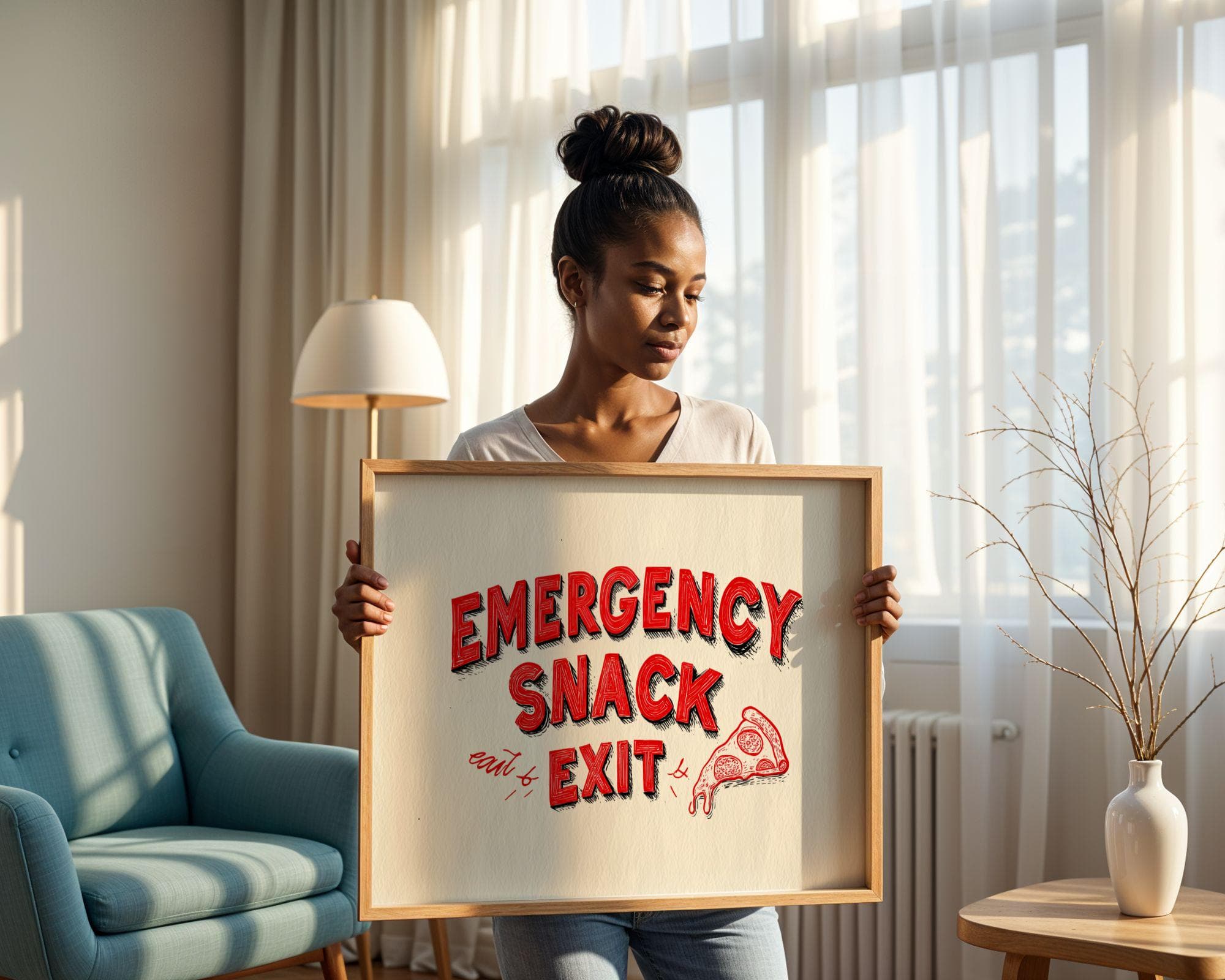 Emergency Snack Poster, Funny Kitchen Wall Art Print, Funny Food Wall Art, Bar Cart Decor, Food Quote Wall Art, Cafe Wall Decor, Digital Art - view 5