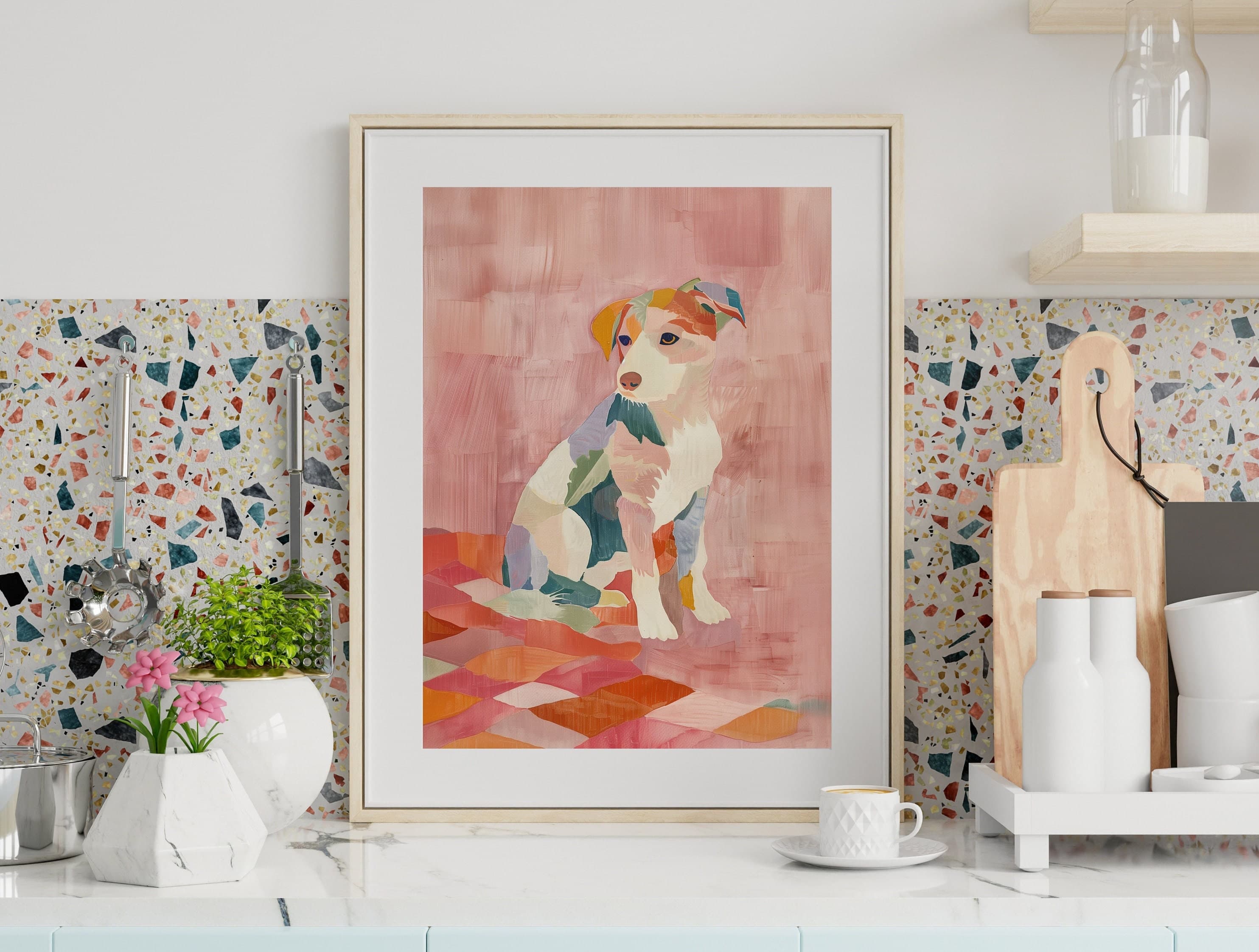 Maximalist Dog Print, Preppy Dorm Decor, Dopamine Decor,Wall Art Trendy, Colorful Animal Print, Aesthetic Apartment Decor, Printable Dog Art - view 3
