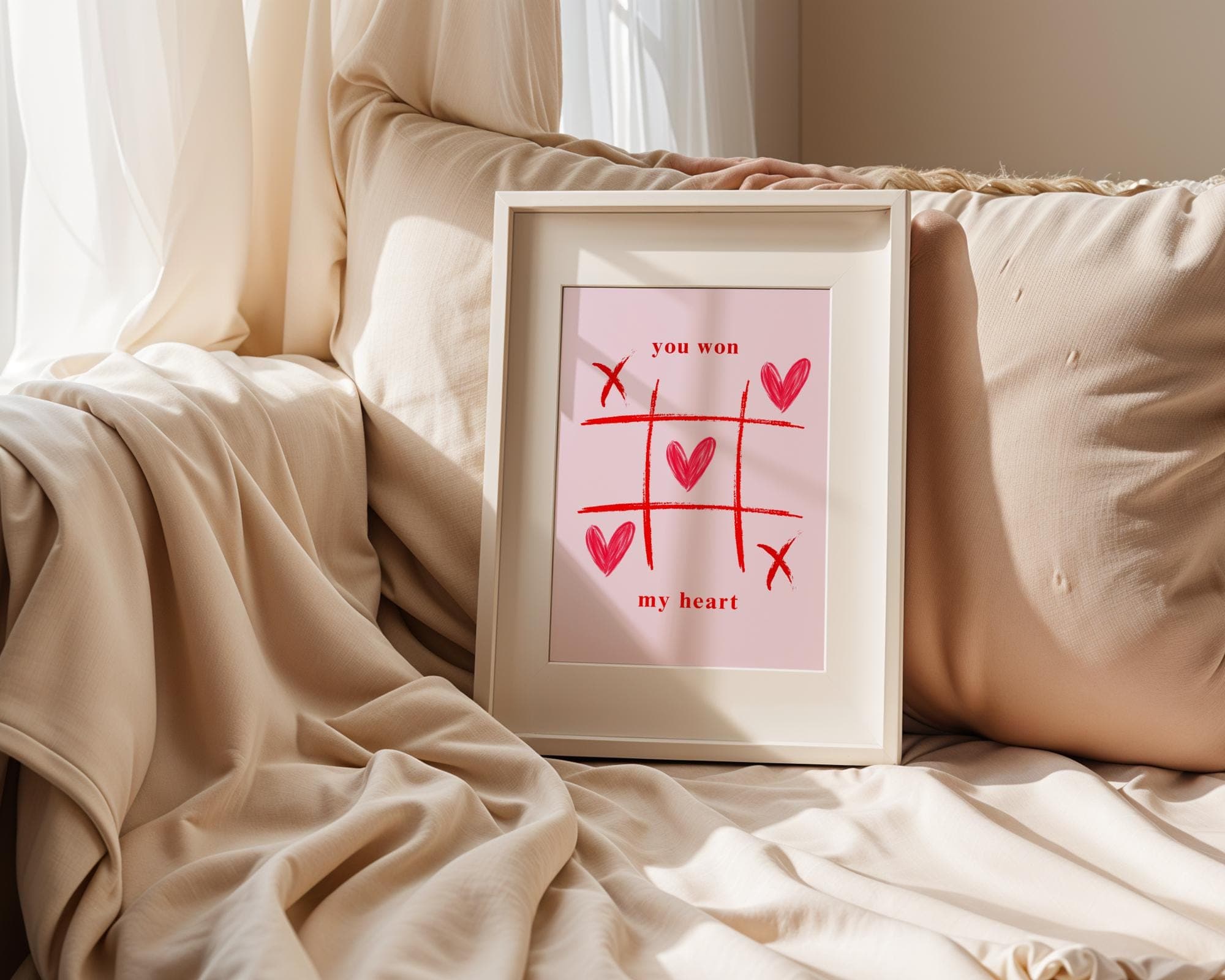 You Won My Heart Wall Art, Unique Gift for Lovers, Aesthetic Decor, Trendy Wall Art, Valentines Day Wall Art, Valentines Day Gift Idea - view 4