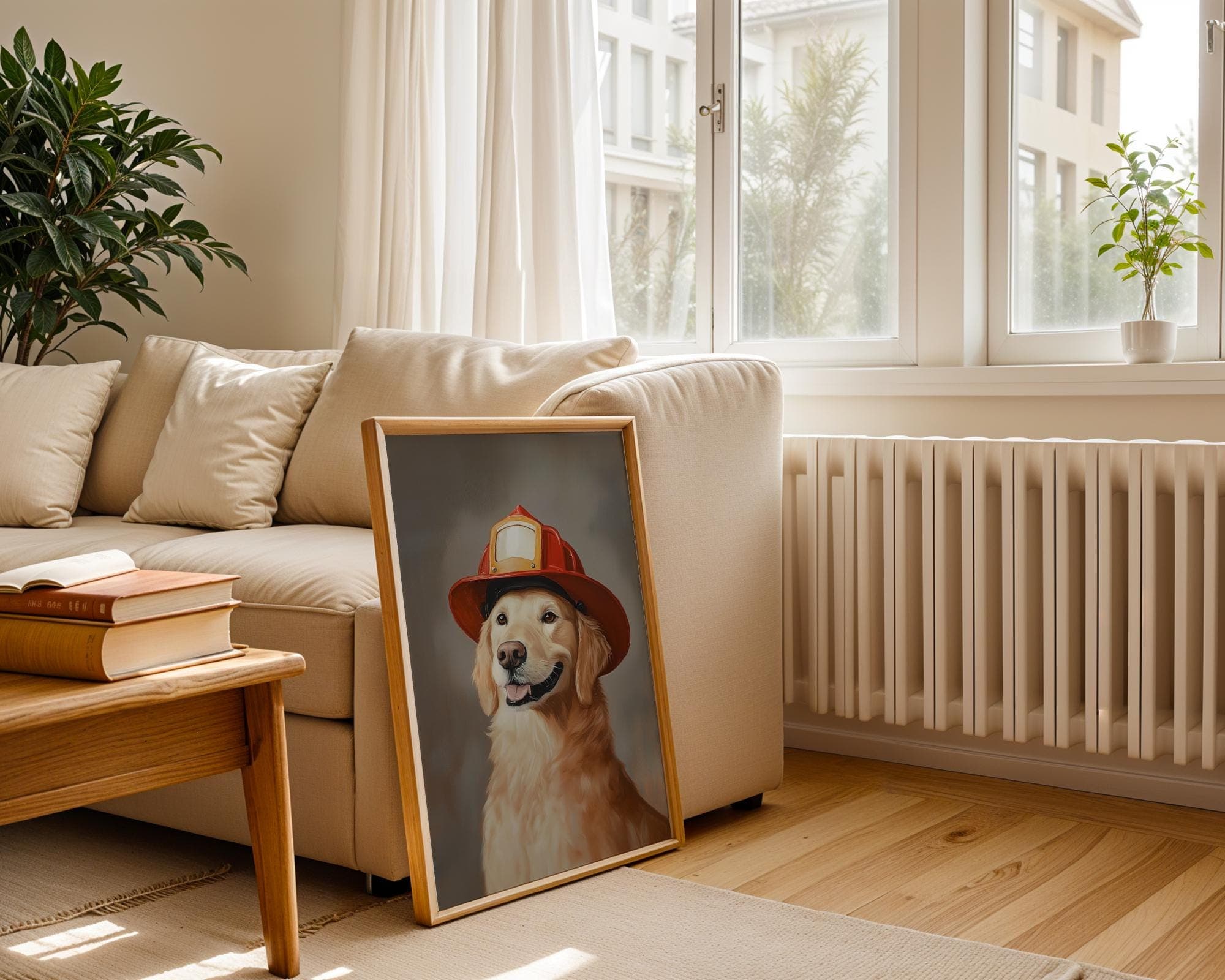 Hero Dog Wall Poster, Artful Dog Gift, Golden Retriever Print, Rustic Brown Background Decor, Printable Golden Retriever, Cute Dog Print - view 7
