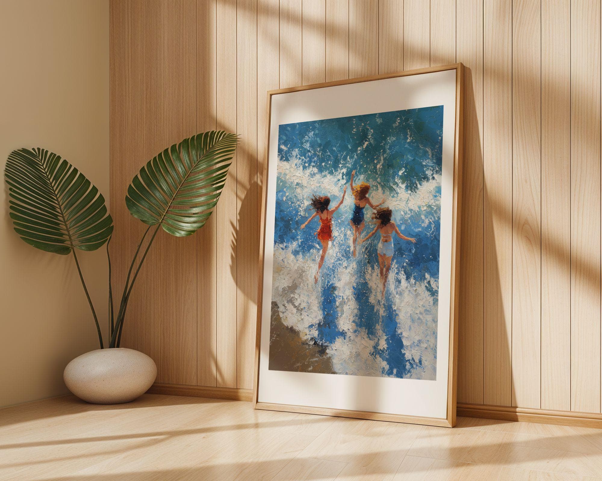Beach Wall Art Print, Ocean Waves Painting, Summer Coastal Decor, Coastal Wall Art Print, Seascape Painting, Oil Painting Print, Digital - view 7