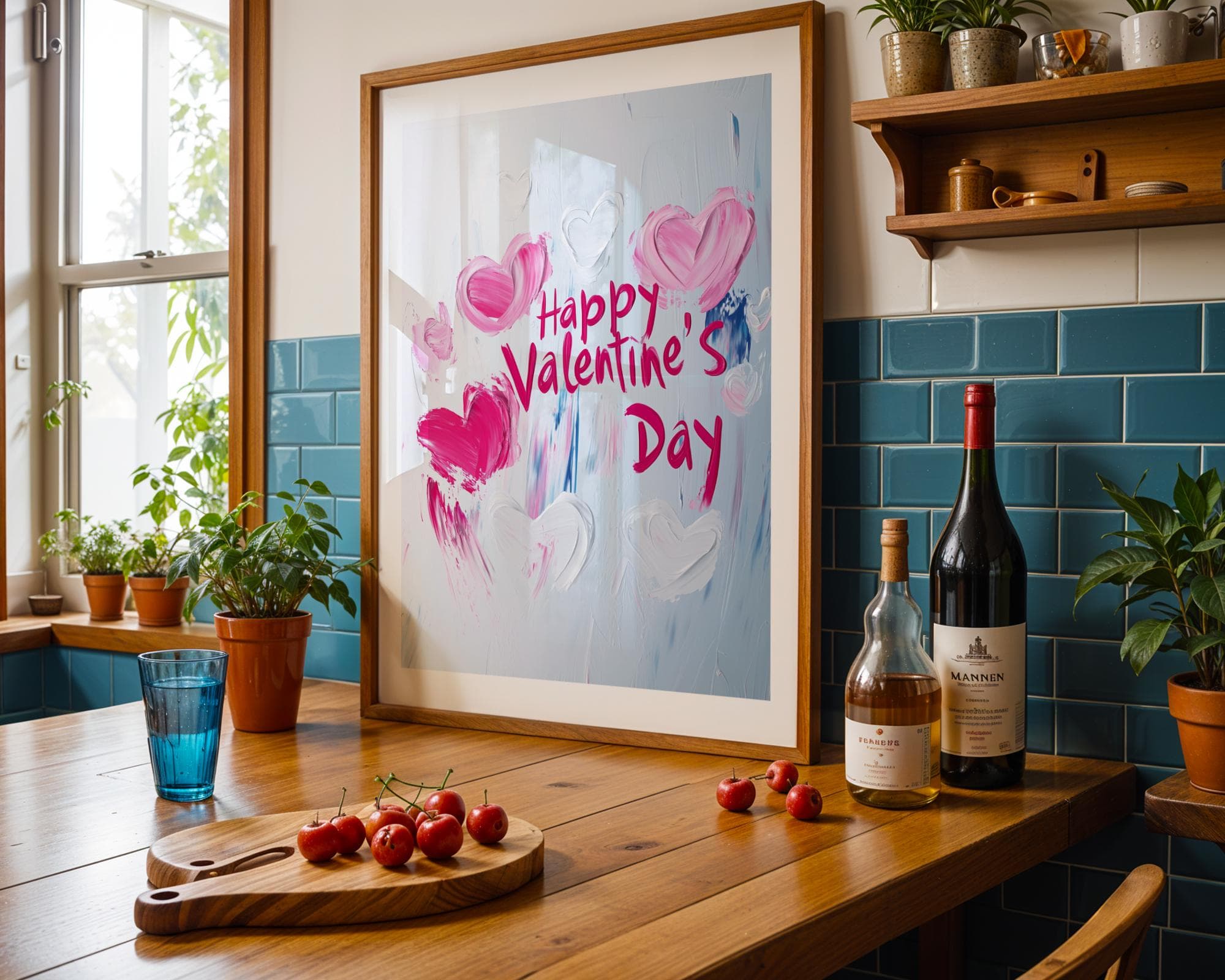 Happy Valentine's Day Wall Art, Heart Oil Painting, Romantic Abstract Art, Valentine's Day Decor, Printable, Digital, Hearts Art Prints - view 2